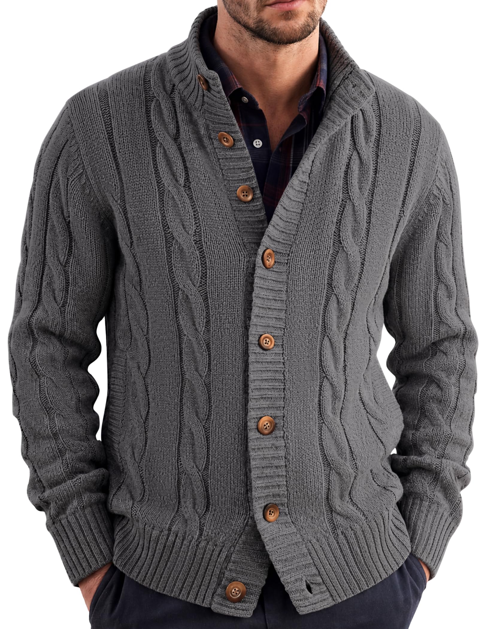 COOFANDY Cable Knit Cardigan