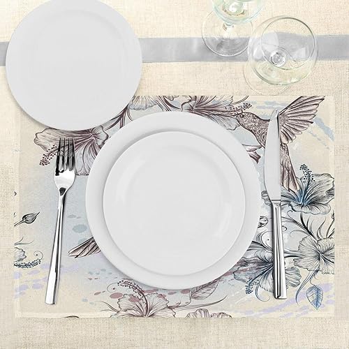 Miniatura 3 de Ambesonne Juego de 4 manteles individuales de tela lavable para mesa de comedor, tamaño estándar, color verde azulado y marrón