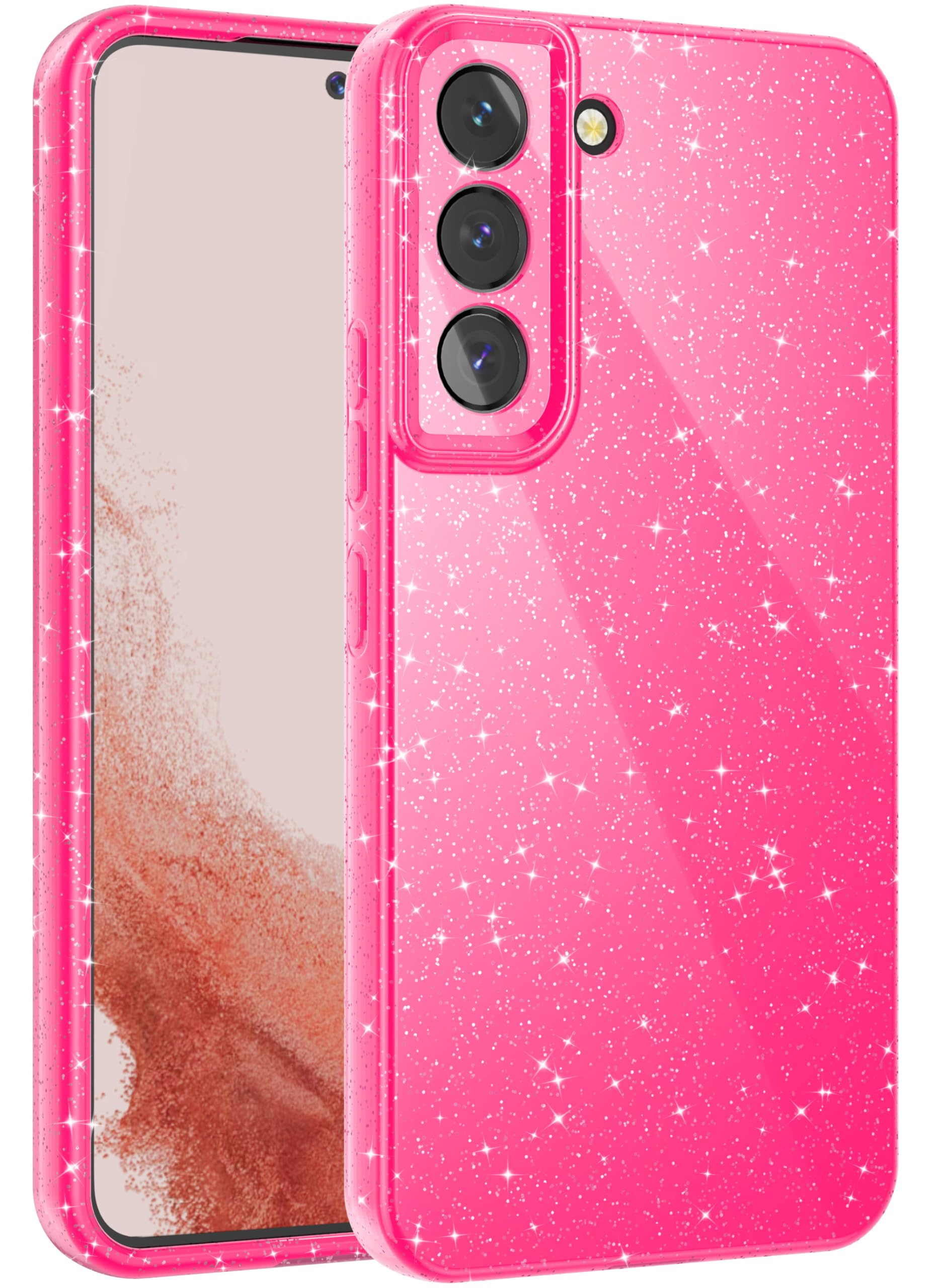 CUZMIGO Sparkly Case for Samsung Galaxy S22 Plus, Cute Neon Bright Color Phone Cases for Women Girls, Glitter Shiny Bling Slim Fit Soft TPU Shockproof