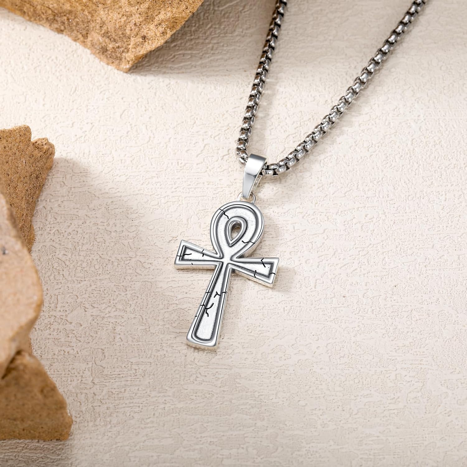 Ankh Necklace 925 Sterling Silver Egyptian Coptic Ankh Cross Pendant Egyptian Jewelry Gifts for Men Women