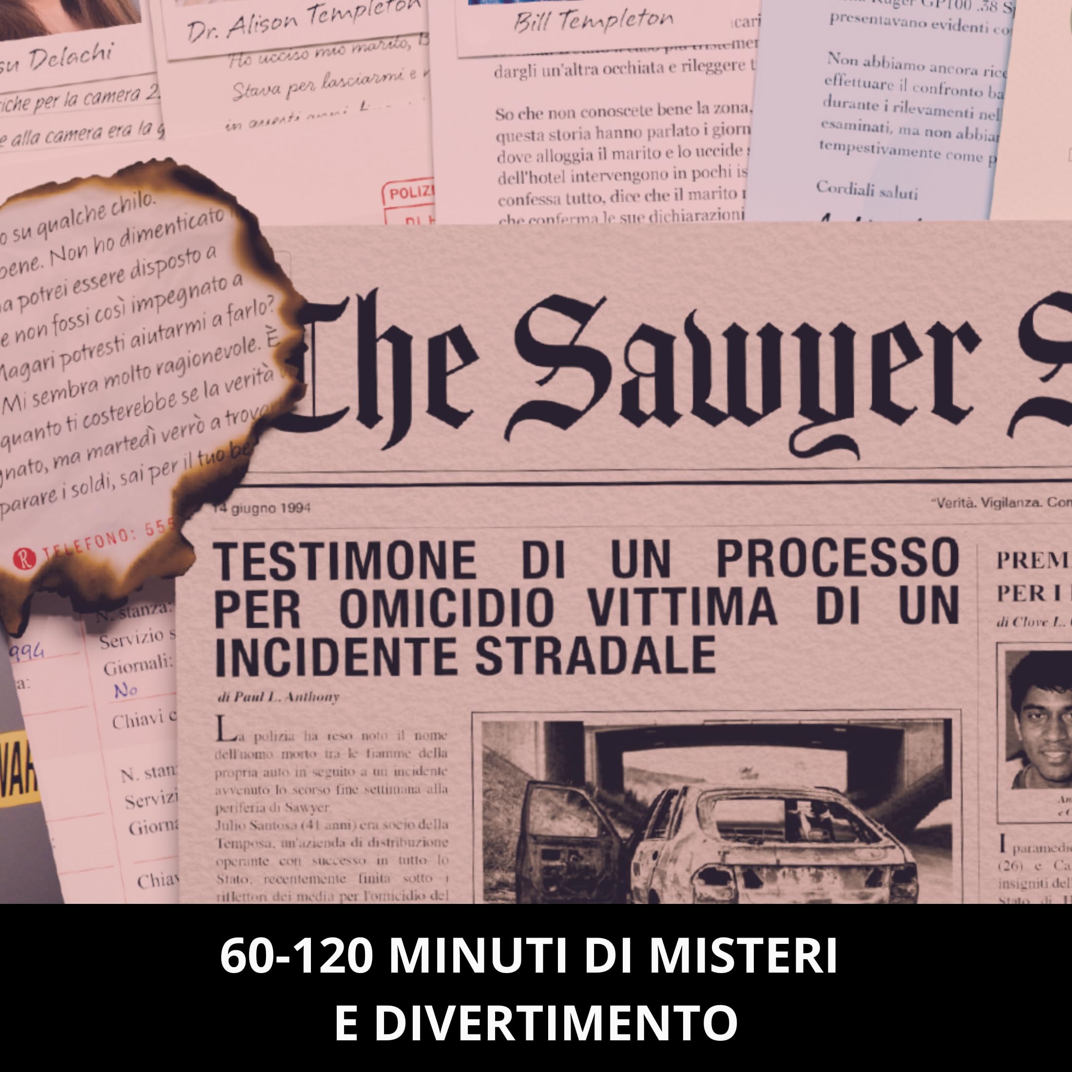 ThinkFun - Cold Case 5: Check in per un omicidio, Gioco investigativo poliziesco con indizi e prove per risolvere il caso, Gioco da tavolo mistero per adulti 1-4 giocatori, Idee Regalo