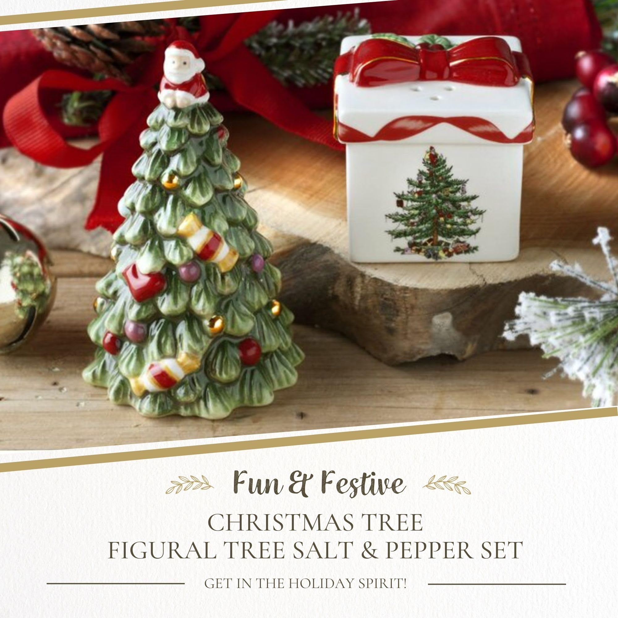 Weihnachts Salz- & Pfefferstreuer Set | Keramik, 8,9 Cm | Weihnachtsmann & Stiefel Design