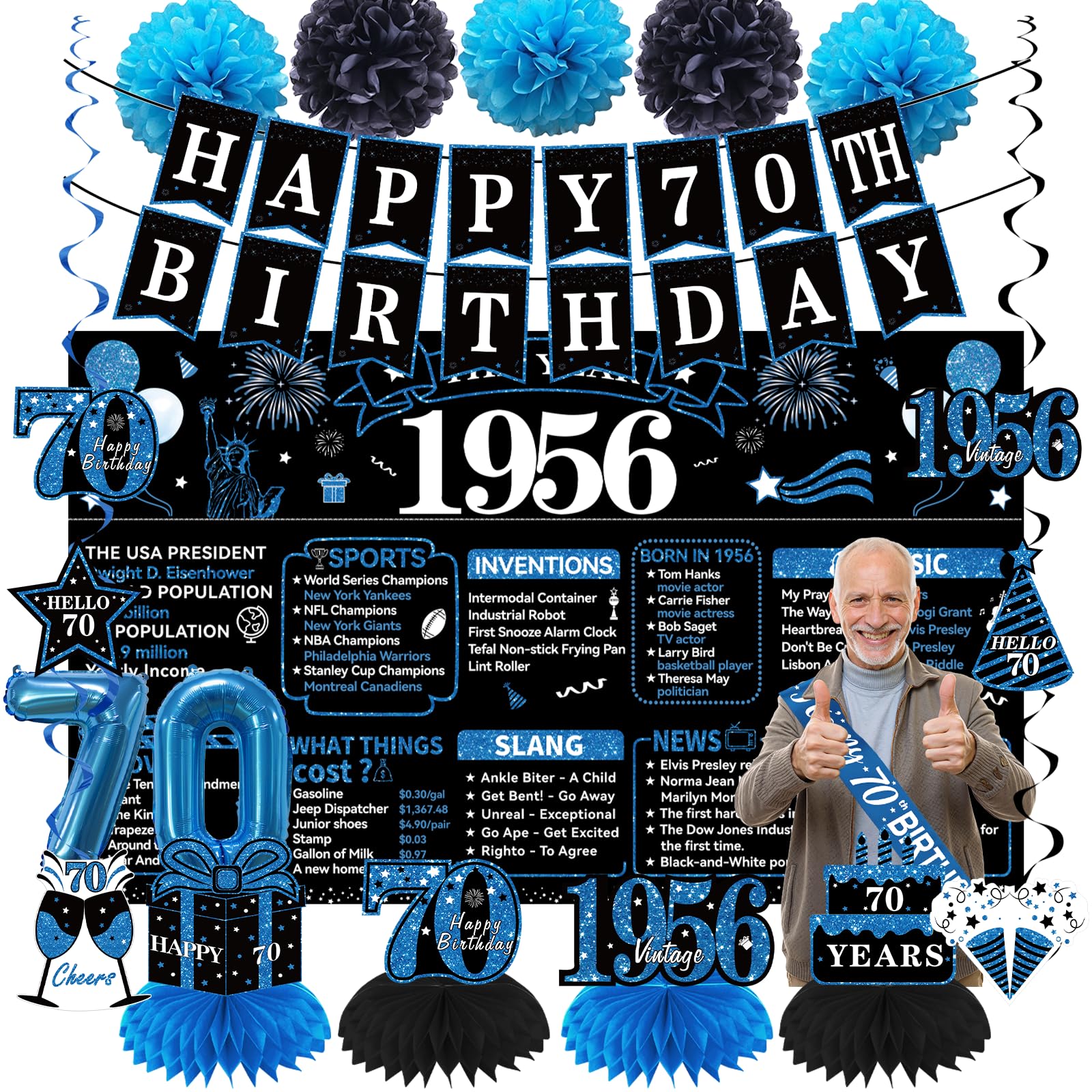 Photo 1 of Uiorgui 70th Birthday Decorations Set