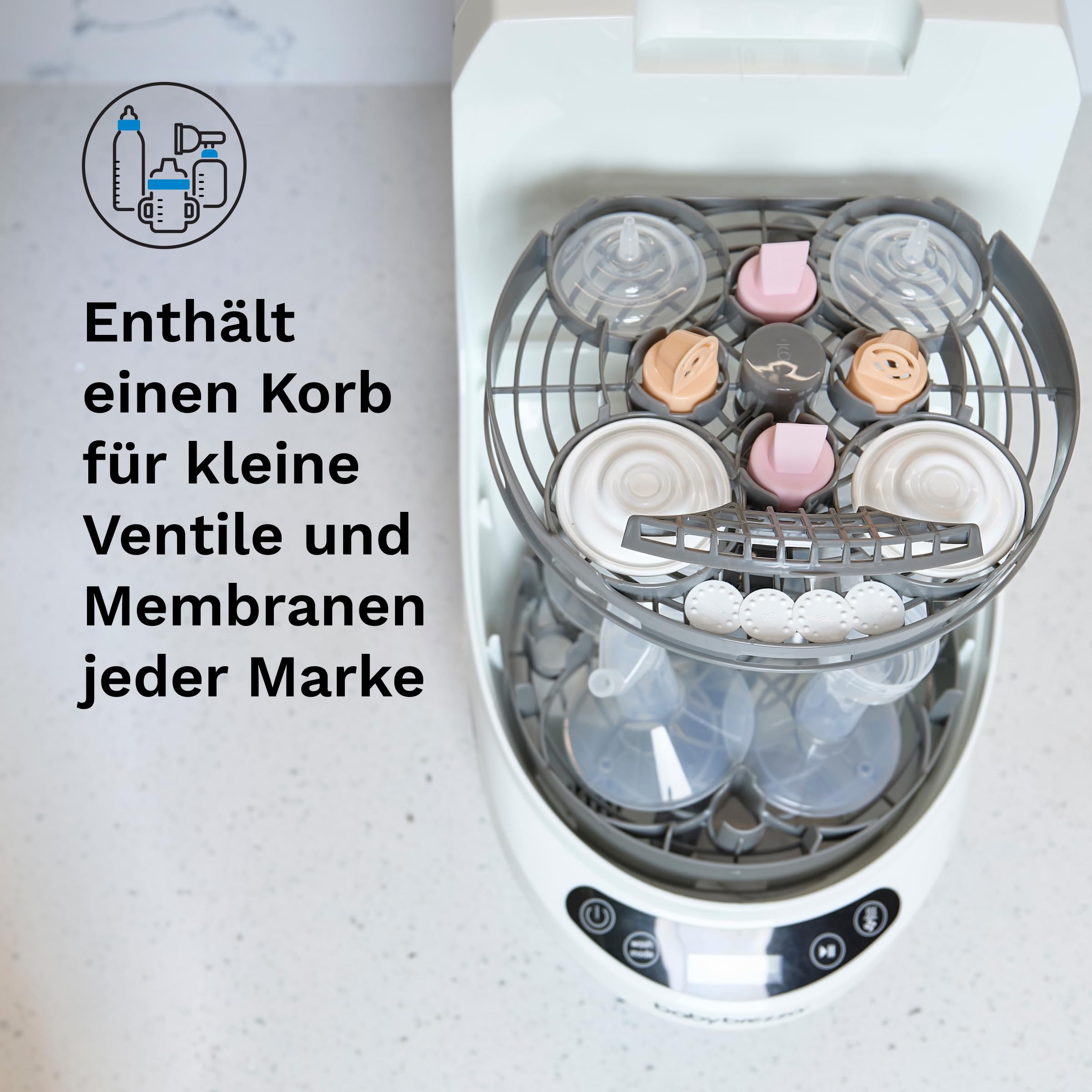 Babyflaschenreiniger Baby Brezza Bottle Washer Pro – Wäscht, sterilisiert und trocknet Babyflaschen & Milchpumpenteile automatisch – Mit HEPA-Filter, 20 Sprühdüsen und 6 Programmen