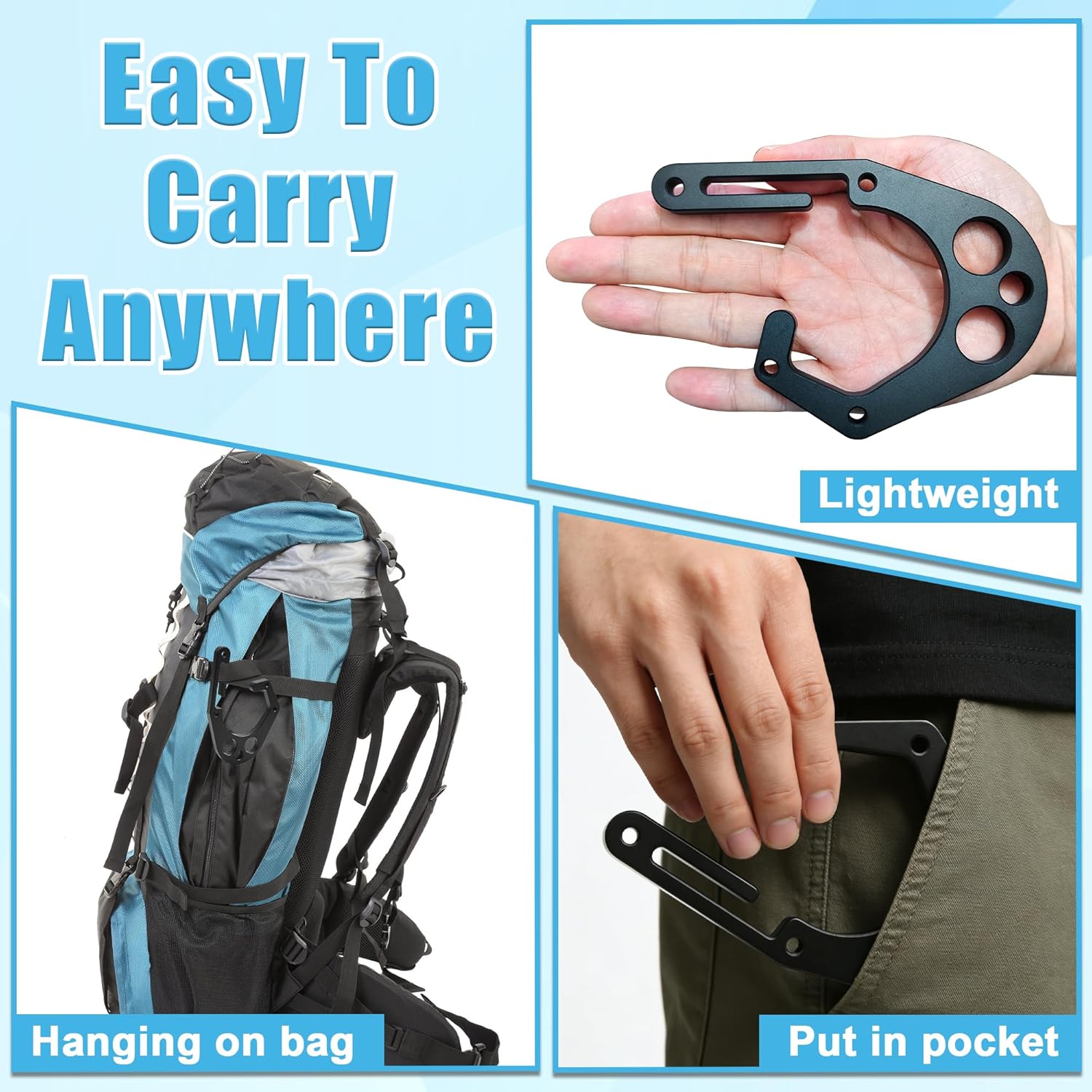 2P Aluminum Hook for Tree Climber Hook, Chainsaw Crook for Harness Open Structure for Quickly & Convenient One Hand On & Off with Chainsaw & Tool, Integration Shembiner XL Model, Not Easy Off