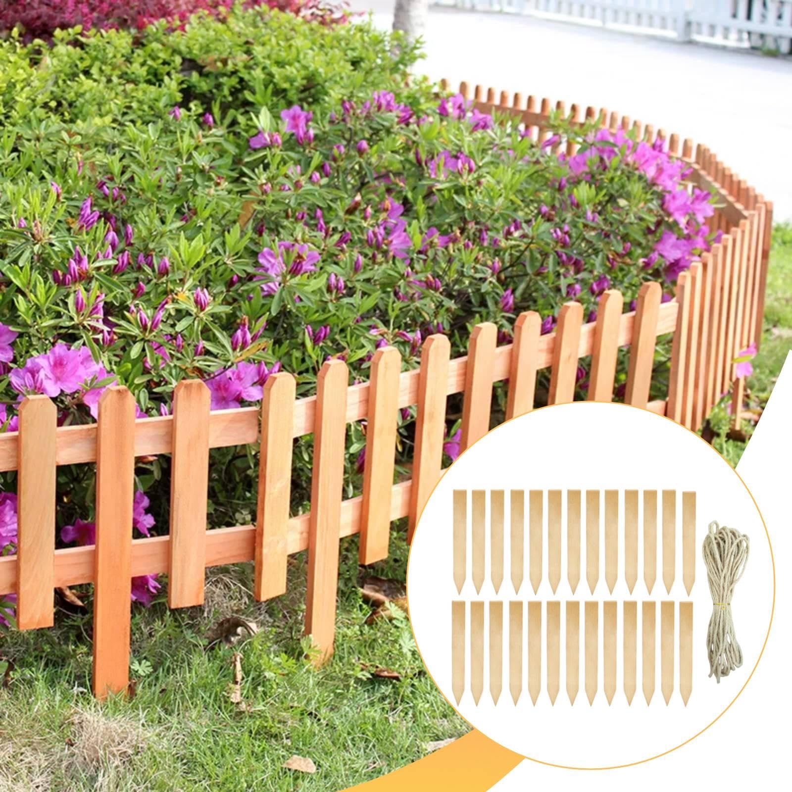 Colcolo Lot de 26 piquets de Jardin en Bois de qualité supérieure, faciles à Installer pour délimiter Les de fermes et de Cours, 35cmx3.5cm