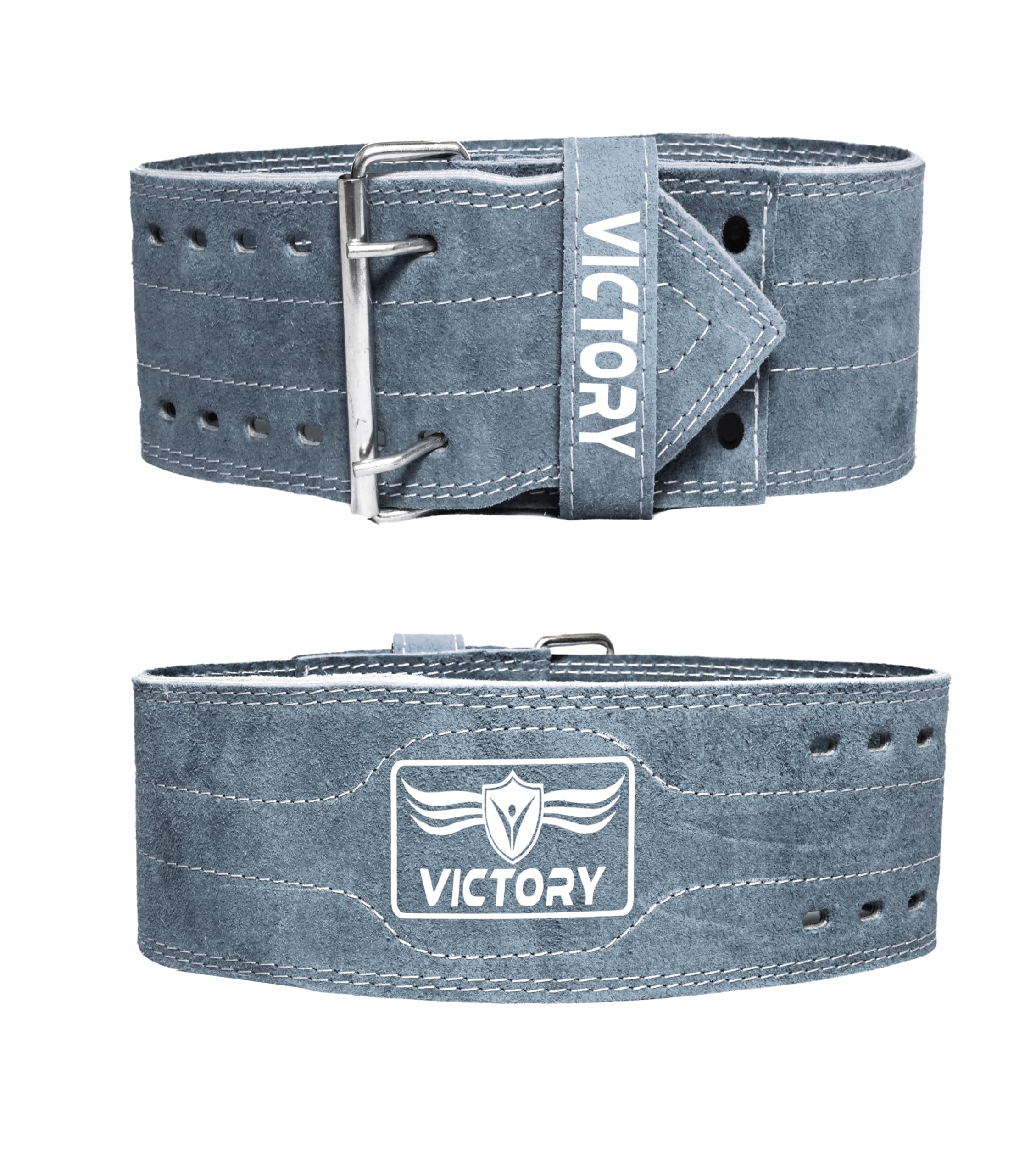 VICTORY Weight Lifting Belt, Genuine Leather Weight Lifting Belt 4" inch Durable Comfortable Lower Back Support for Men Women | Body Fitness Gym Back Support Weightlifting Belt (Grey, XL)