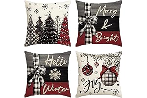 AVOIN colorlife Merry Christmas Joy Xmas Trees Red Throw Pillow Covers