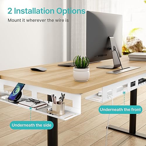 Miniatura 6 de Bandeja de organización de cables para debajo del escritorio, estante organizador de cables de metal de 31.5 pulgadas, bandeja de escritorio para