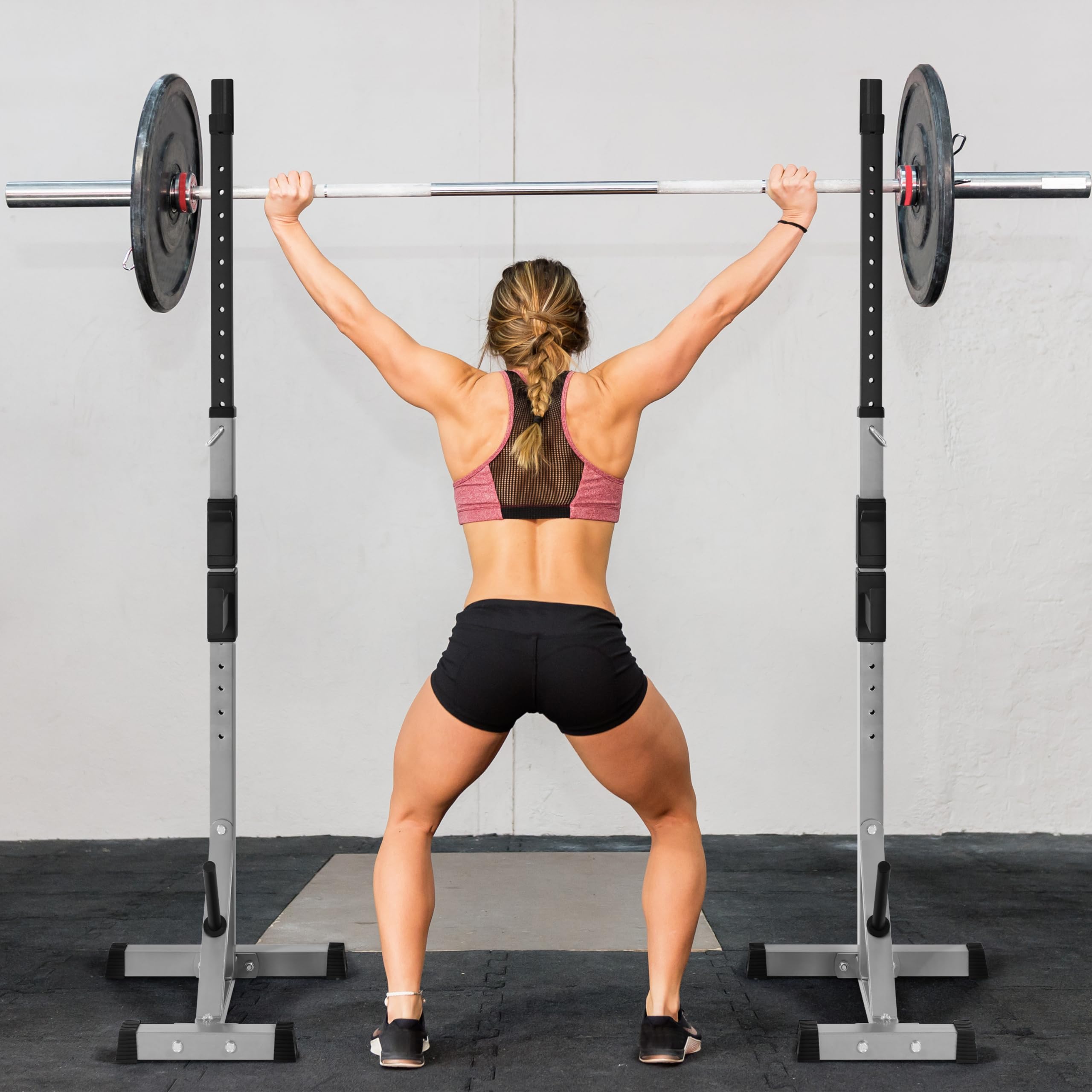 Yaheetech Rack da Squat Regolabile Coppia Rastrelliere Porta Bilancieri Supporti per Bilanciere Squat Rack Squat Supporto Bilanciere a Palestra Casa Ufficio Altezza 135-190cm Max 300 kg Nero