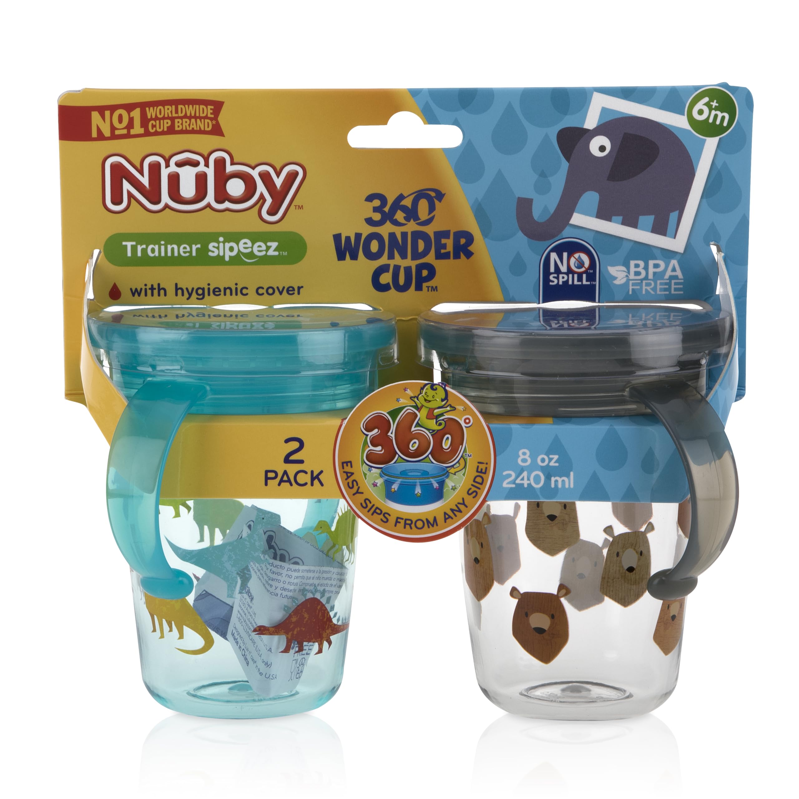 Nuby Tritan No Spill 2 Handle 360 Degree Printed Wonder Cup, Boys