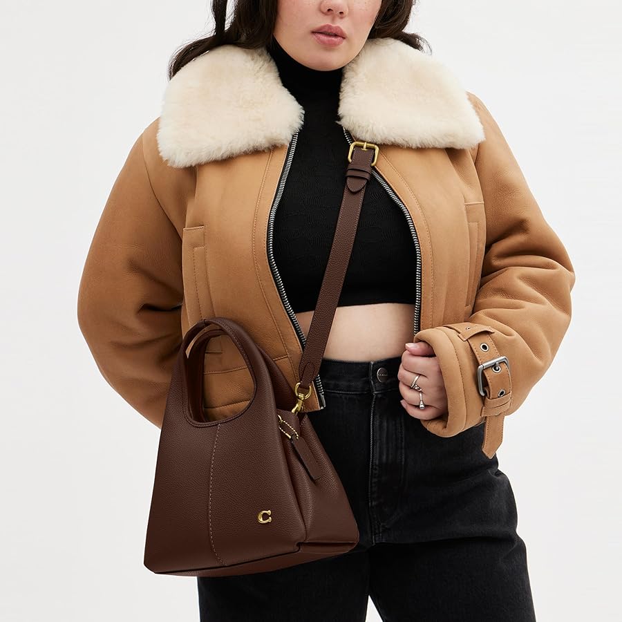 【COACH】Lana Shoulder Bag 23 COACH Polished Pebble Leather Lana Shoulder Bag 23, Black