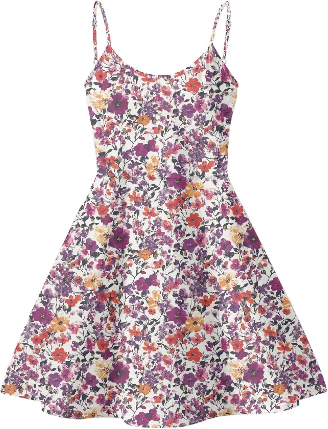 Womens Sundresses Spaghetti Strap Floral A Line Empire Waist Summer Fashion Hawaiian Cute Boho Casual Mini Dress - Image 4