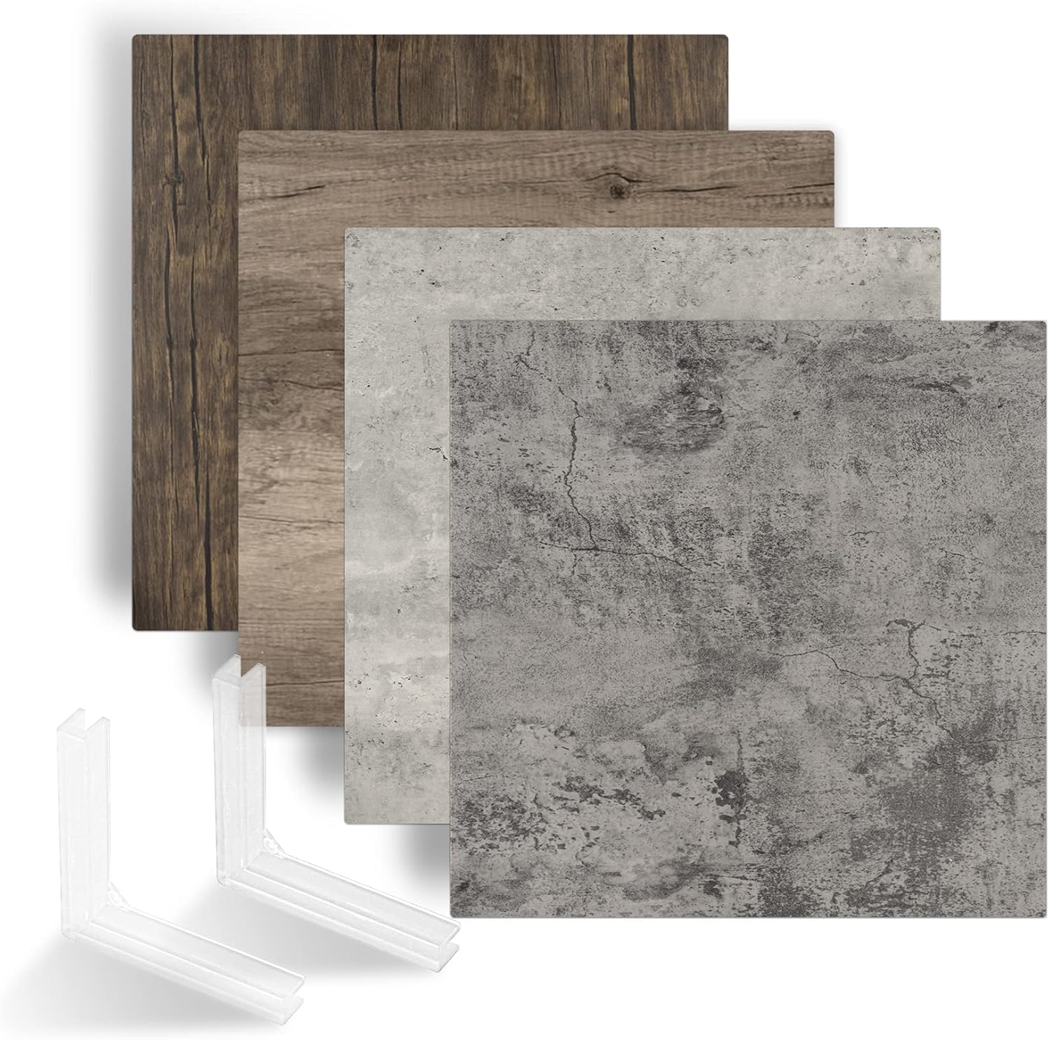 Selens 2 piezas de telón de fondo de fotografía para alimentos, 55x55 cm, textura de madera de cemento gris, doble cara, juego de mesa impermeable para accesorios de producto, escritorio, disparo