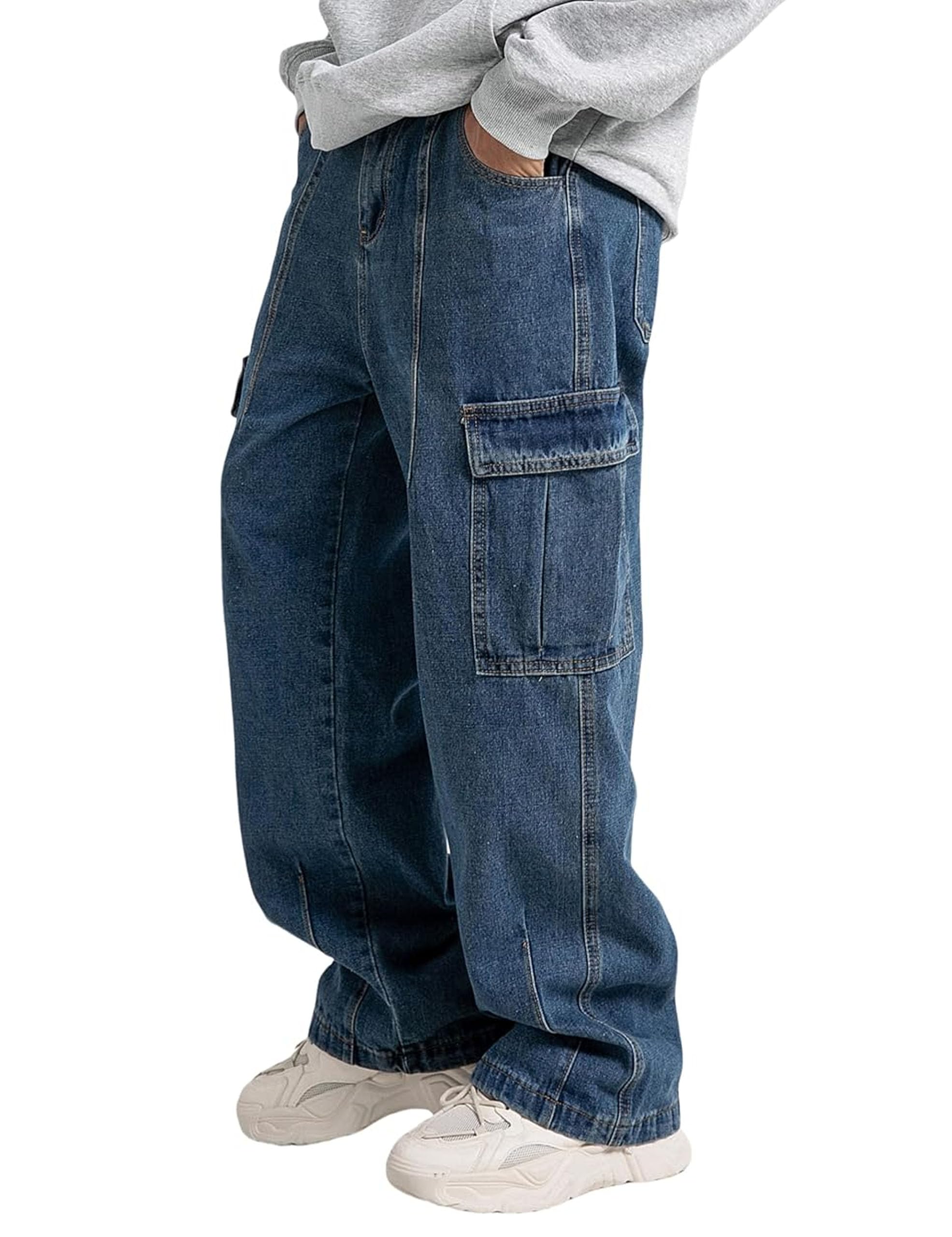 POOPMOOM Denim Cargo Pants Y2k Baggy Jeans Gothic Punk Wide Leg