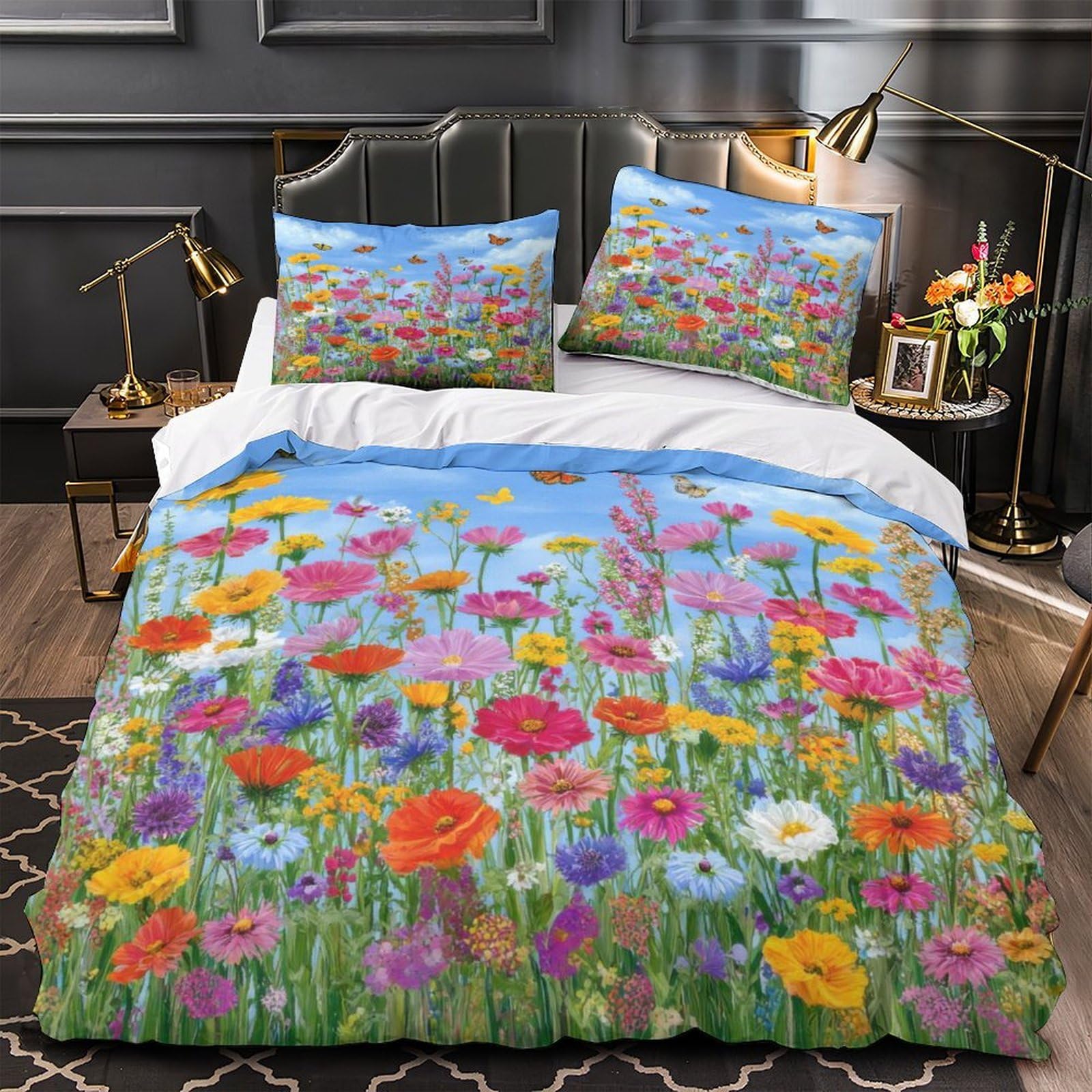 Housse de Couette Papillons 3D Parure de Lit Microfibre Douce de Qualité