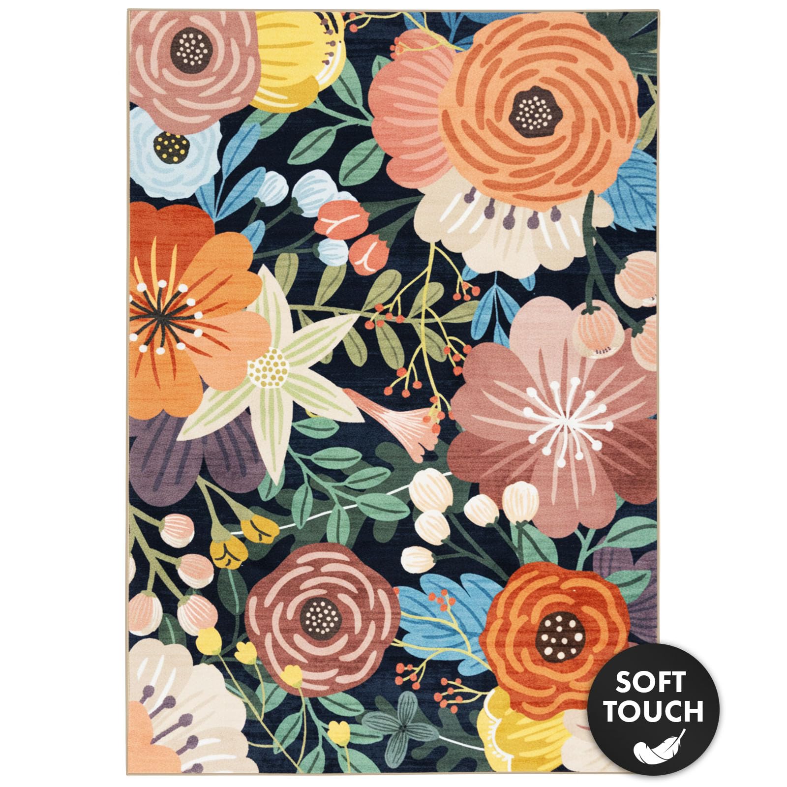 KARAT Tapis pour Salon, Tropica 160×230 cm – Motif Floral Tropical Coloré – Antidérapant avec Dos en Gel, Résistant et Facile d’Entretien – Polyamide Durable pour Salon, Chambre ou Entrée
