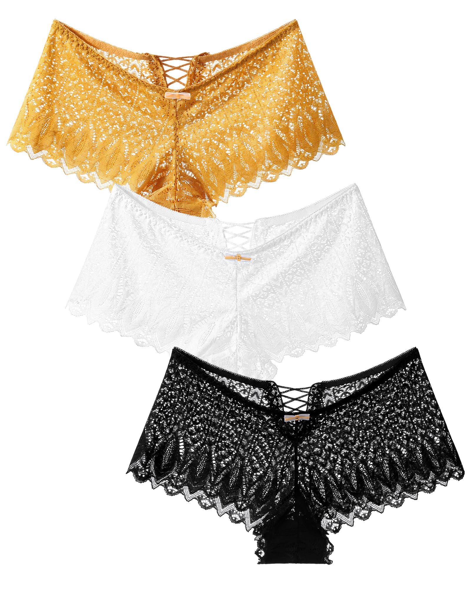 Lace Underwear for Women Sexy Bikini Womens Underwear Breathable V-Cross Strap Panties for Women Pack