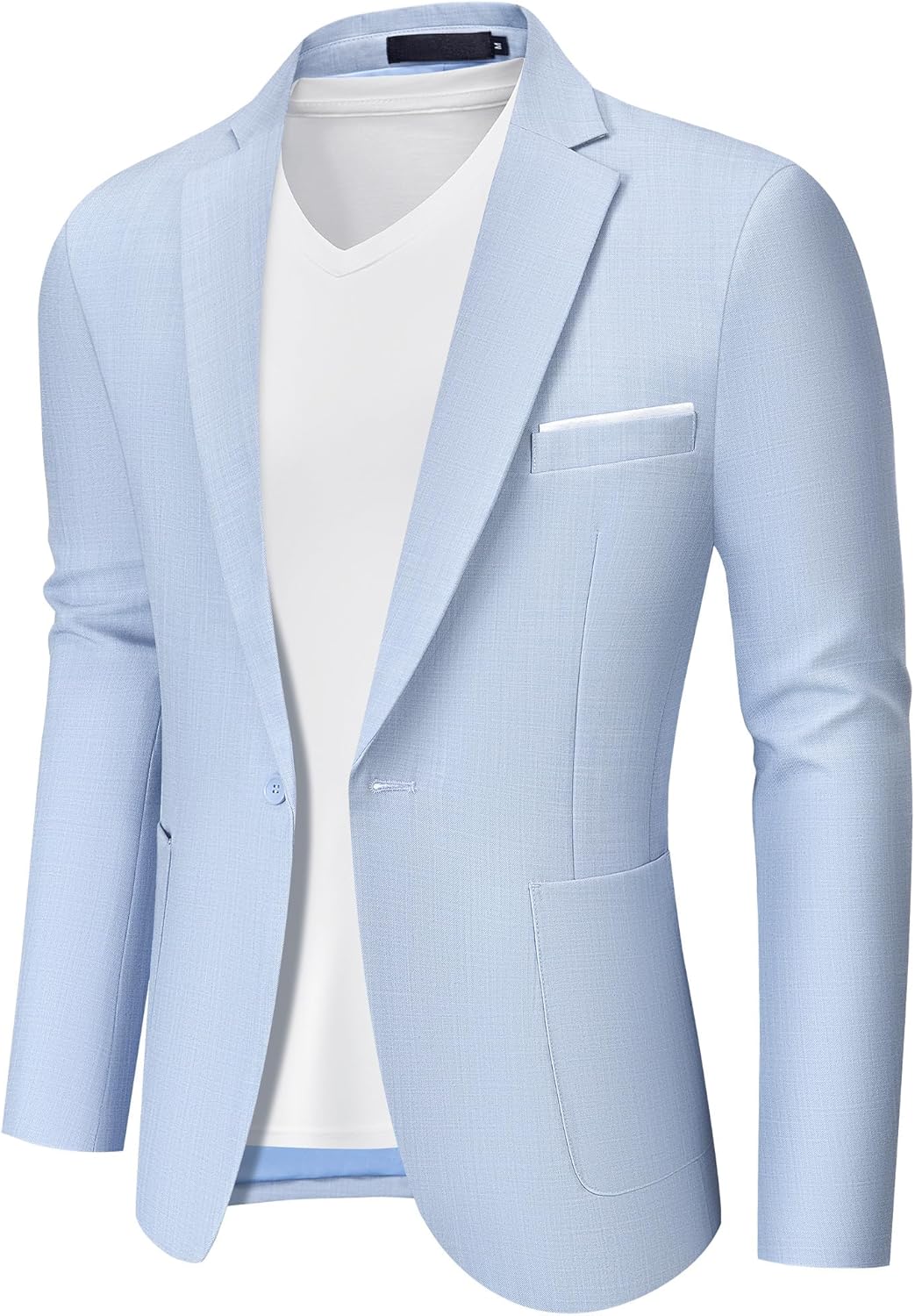MAGE MALE Men’s One Button Blazer Lightweight Casual Sport Coats Solid Color Suit Jacket