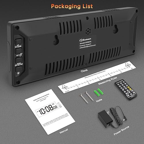 Miniatura 7 de Soobest Reloj de pared digital con temperatura de fecha números de pantalla LED grandes con atenuador de 12 pulgadas rojo