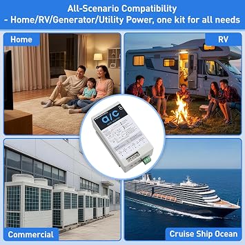 16-32A AC Soft Start Kit for 4-7 Ton 230V HVAC, 70% Less Startup Current with Reverse Motor Protection, Quiet Start Soft Start Module for Home/RV/Generator/Utility Power