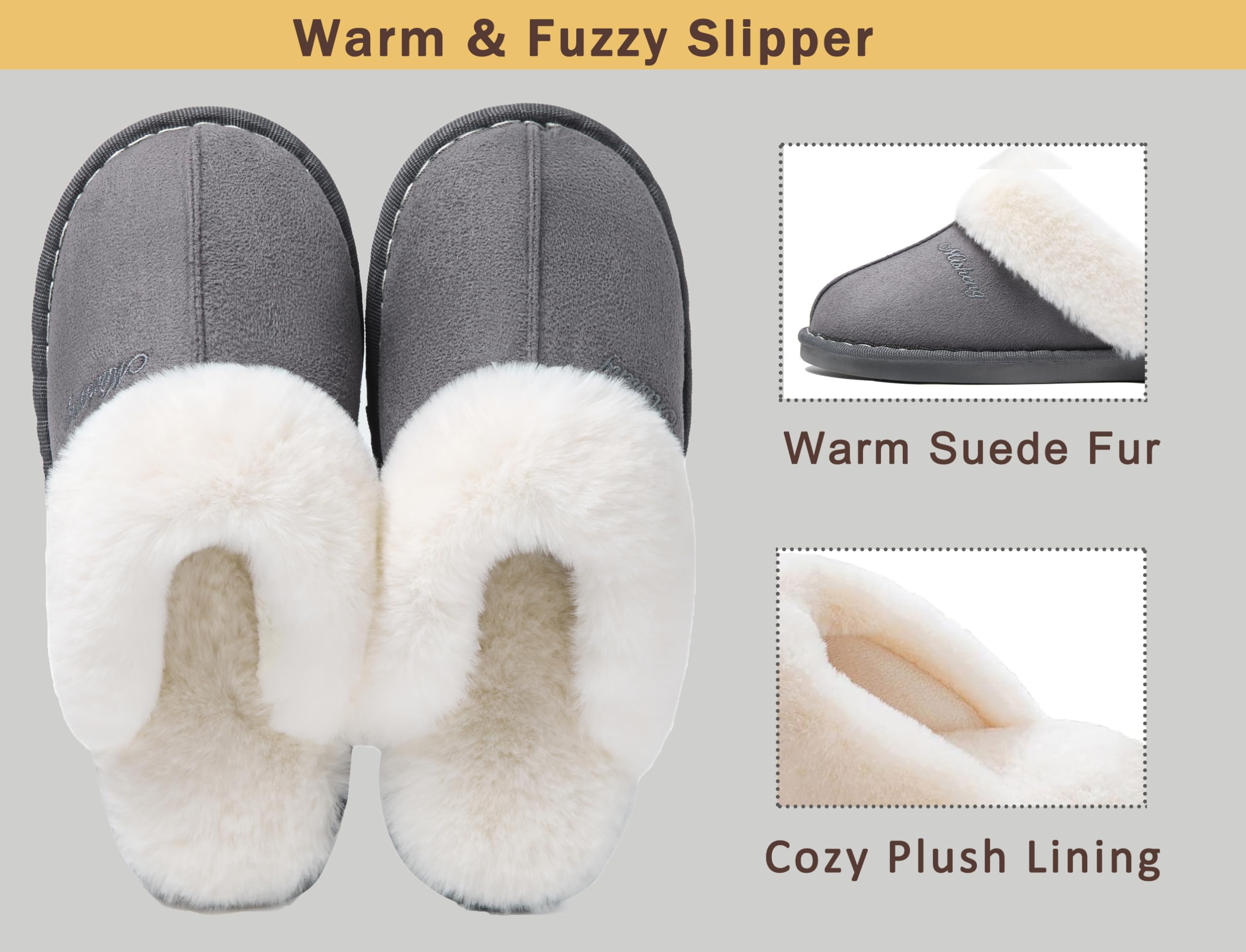 Donpapa Pantofole Donna Uomo Peluche Autunno Invernali Morbida Memoria Schiuma Interne Casa Ciabatte Fluffy Pelose Interno Esterno