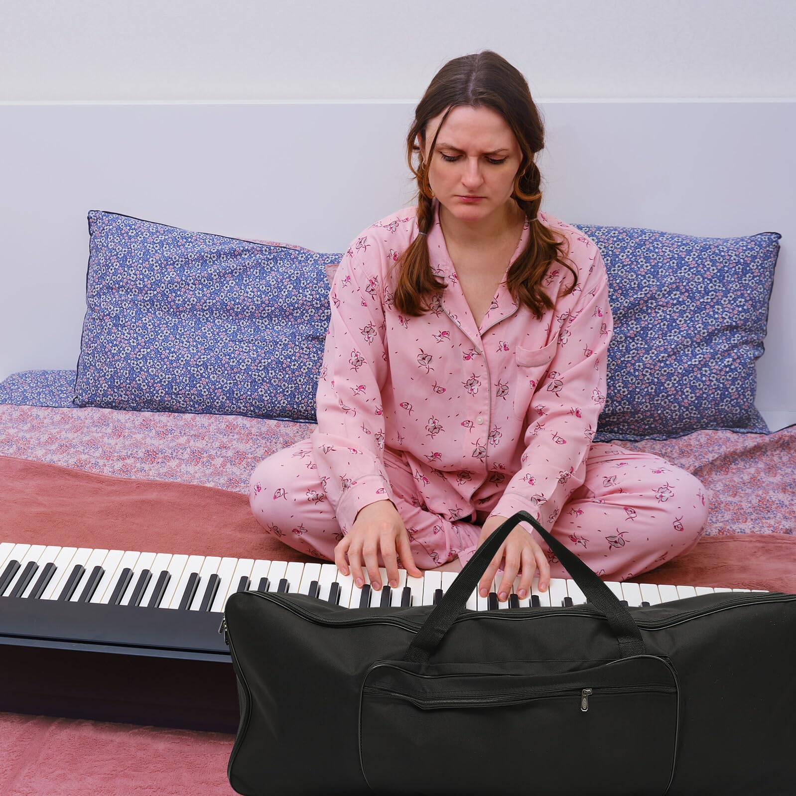 Levemolo Borsa Tasca Accessori Elettronico per Tastiera di Pianoforte 61 Tasti, 600D Oxford, Leggera e Portatile per Performance e Attività All’Aperto