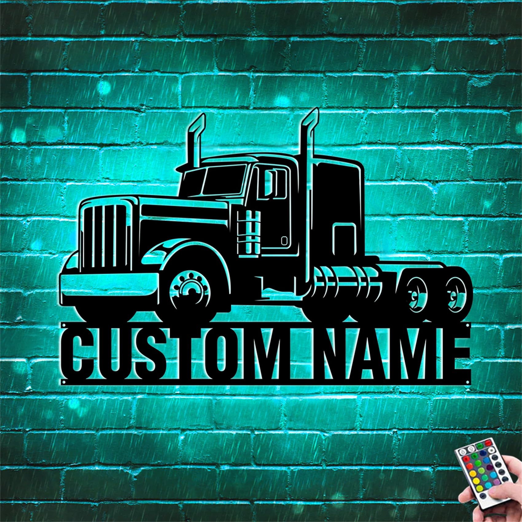Personalized USB LED Name Plate – 30x10 Cm – 7-Color Changing Light – Truck Cabin Interior - View #5