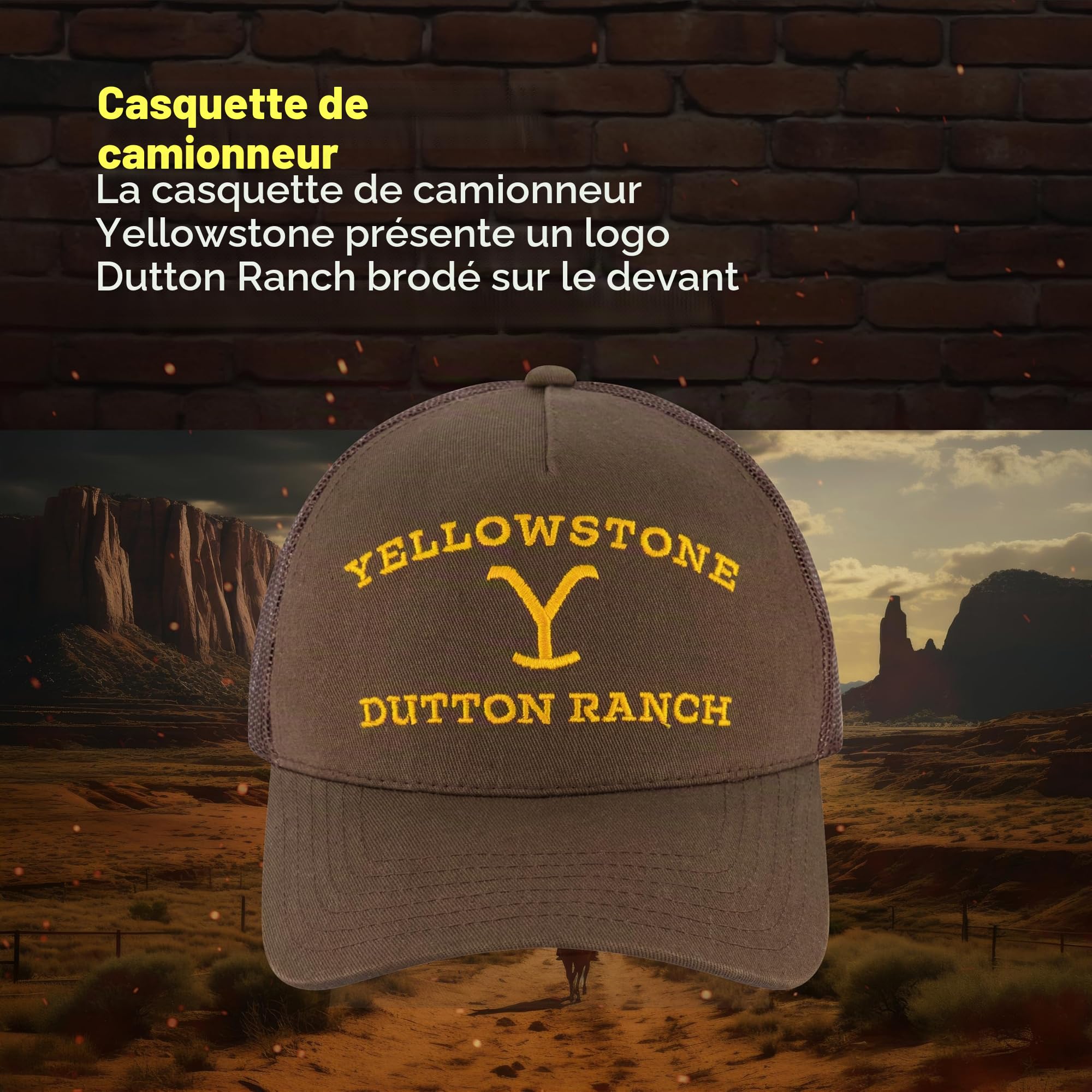 Concept One Yellowstone Adjustable Snapback Mesh Snapback Trucker Hat with Curved Brim - Casquette de Baseball - Mixte