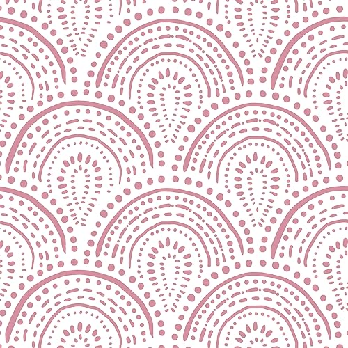 EeeComing Papel tapiz bohemio para despegar y pegar, 17.3 x 118 pulgadas, papel tapiz geométrico para despegar y pegar, papel tapiz extraíble para