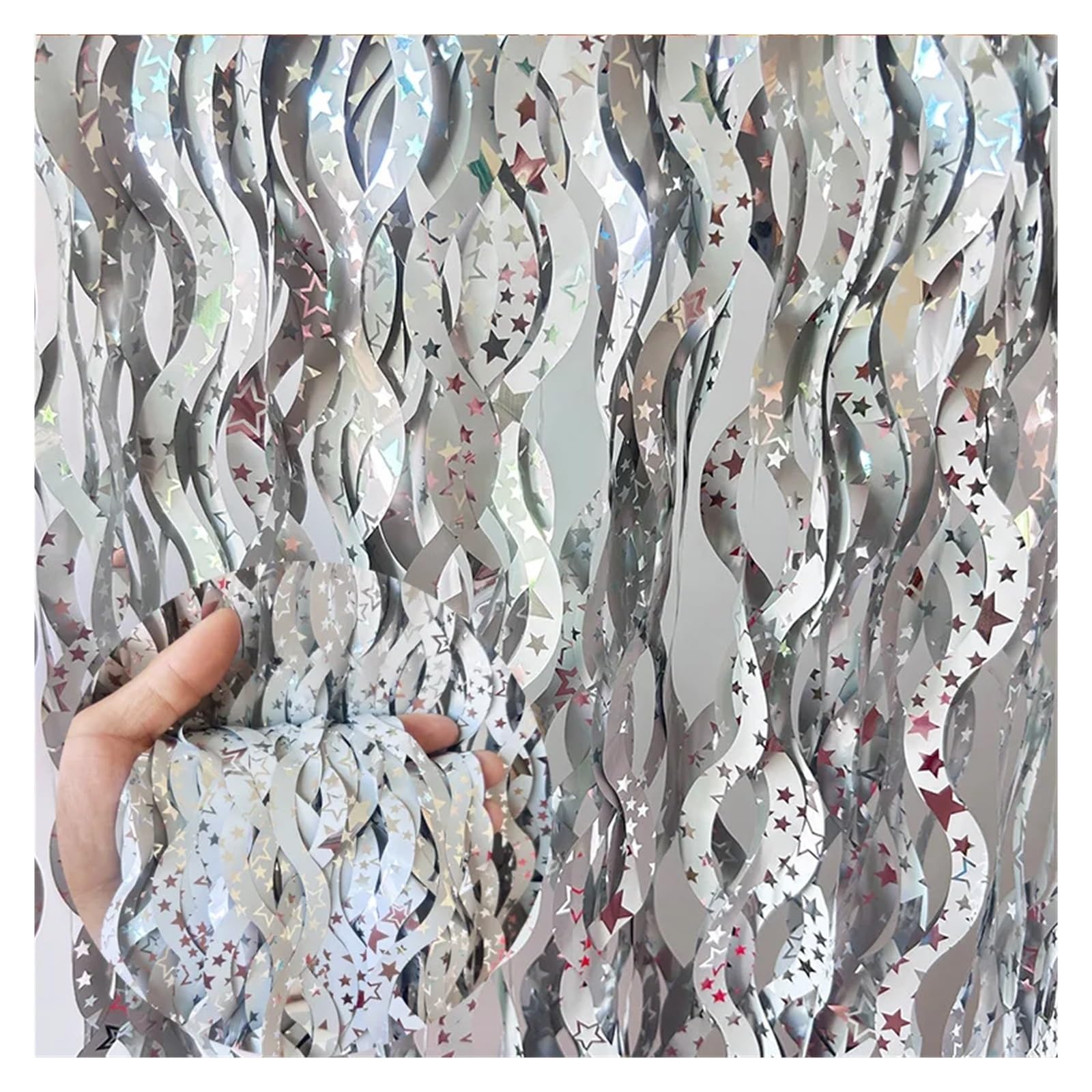 Tinsel Curtain Party Backdrop 1x2M Tinsel Foil Fringe Curtain Backdrop Wall Curtains for Under the Party Decoration(A Color1)