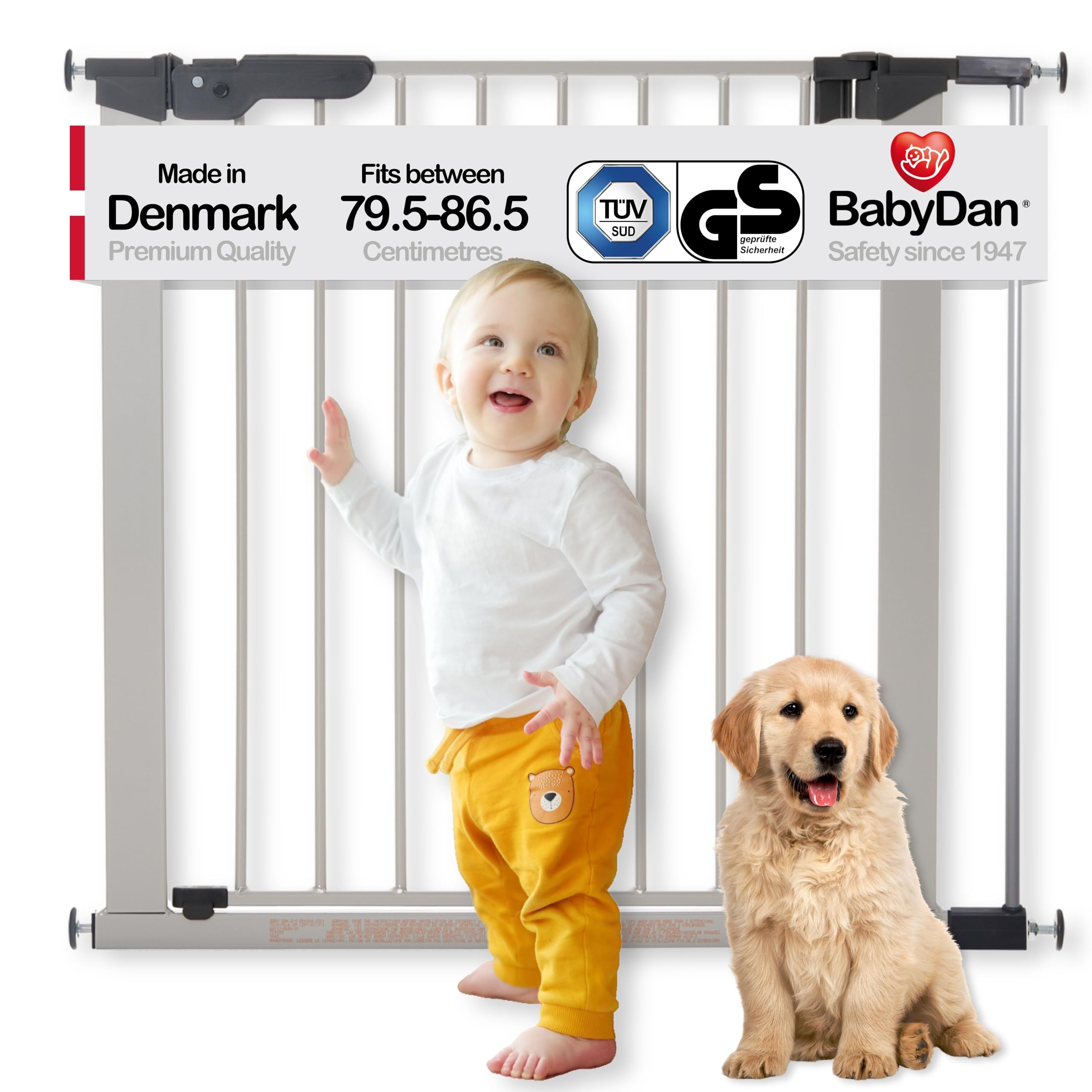 BabyDan Protector de escalera Premier de 99-106,3 cm, extra ancho, para bebés, metal negro, fabricado en Dinamarca (protector para perros) — view 9