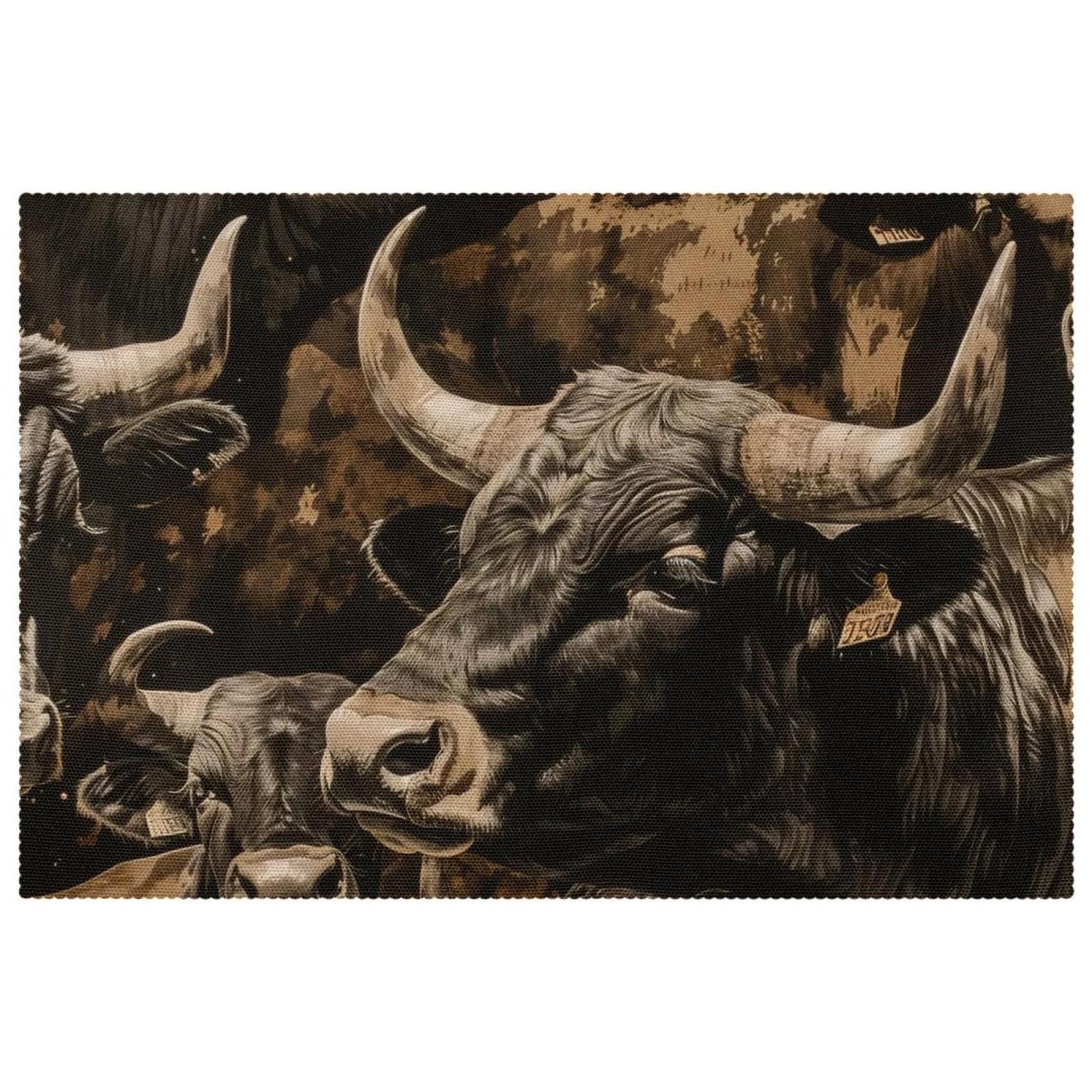 Sets de table résistants à la chaleur Black Bulls pour protéger le mobilier