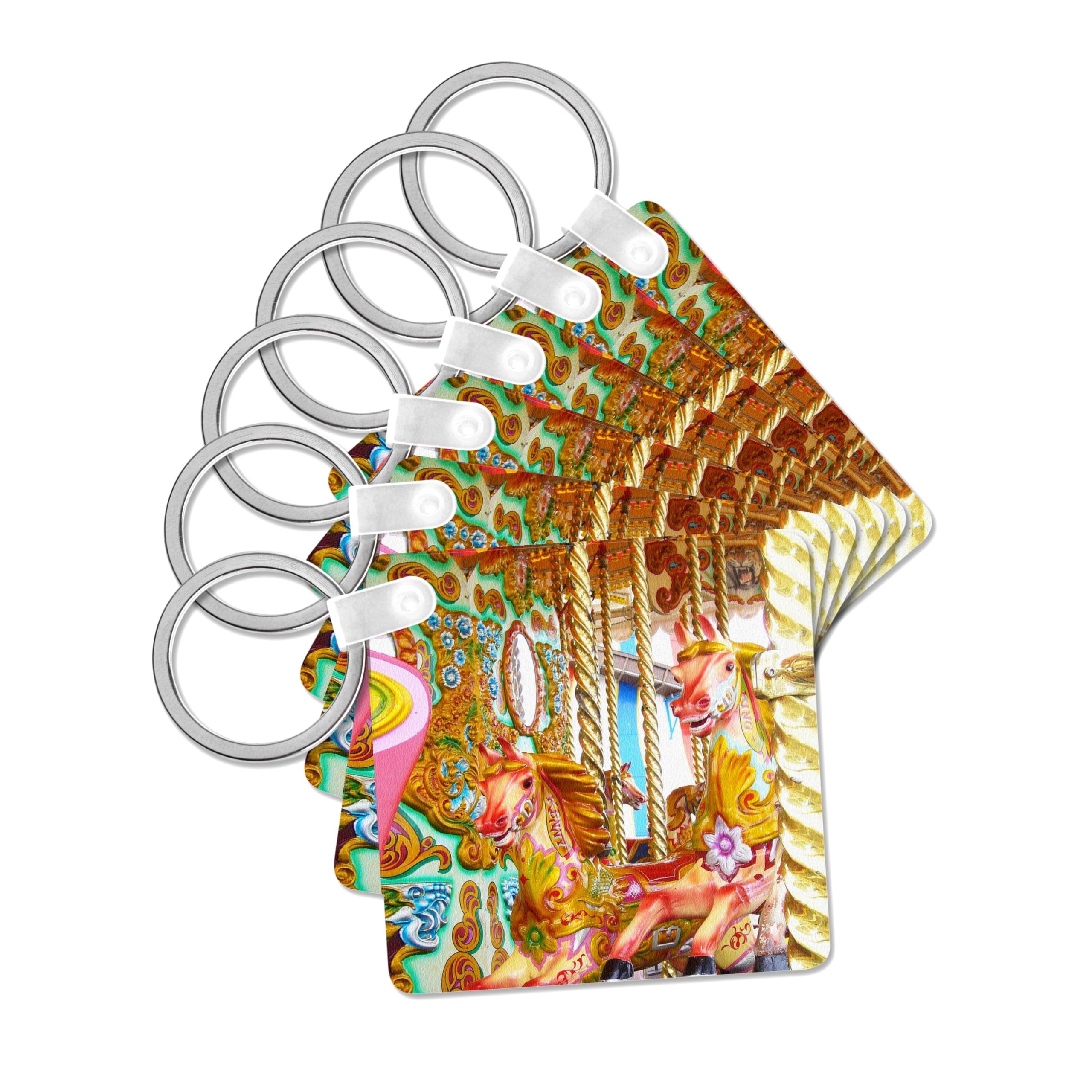 3dRose, Mary go round. Carousel. Kids décor., set of 6 Key Chains