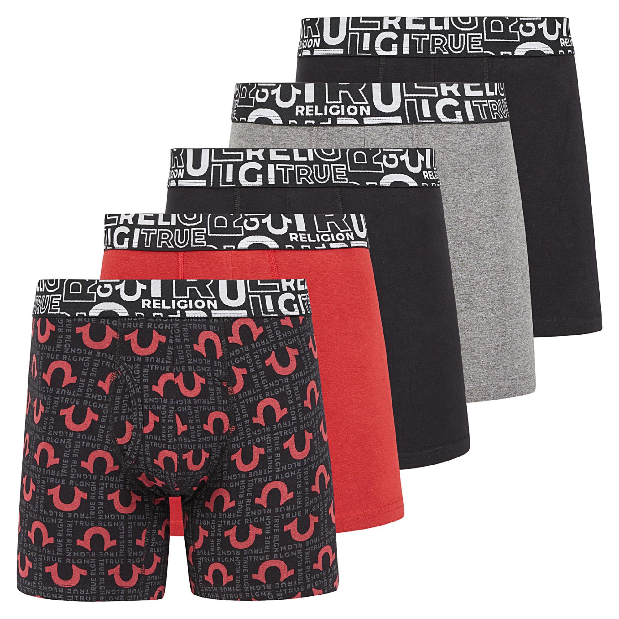 True Religion Cotton Stretch Mens Boxer Briefs, Mens Underwear Pack of 5, X-Large