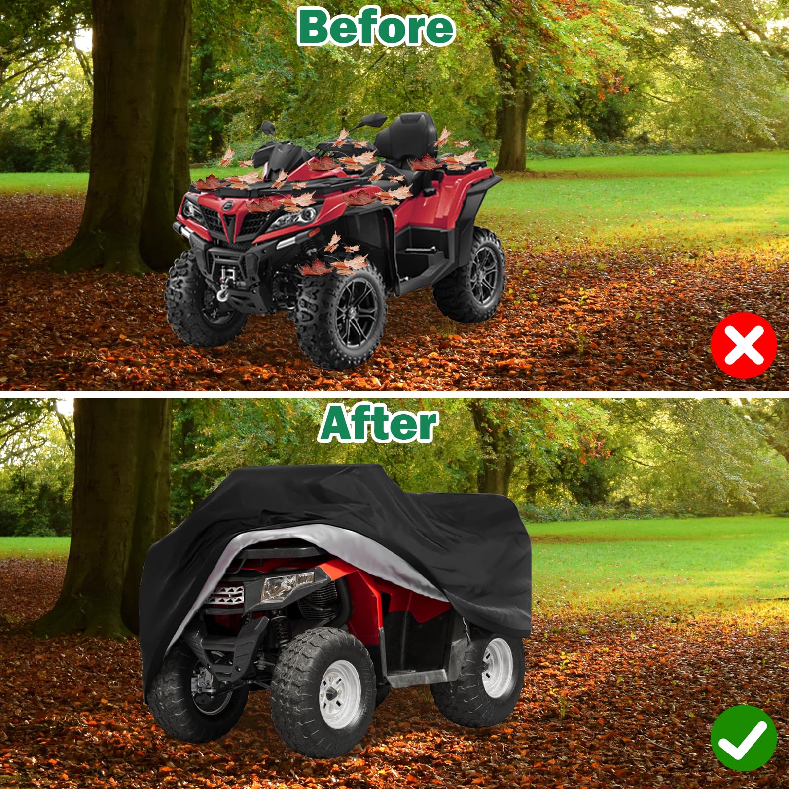 Housse De Protection Quad ATV XXXL Imperméable - Résistante UV Pluie Neige Poussière - Taille 210x120x115 Cm - Noir