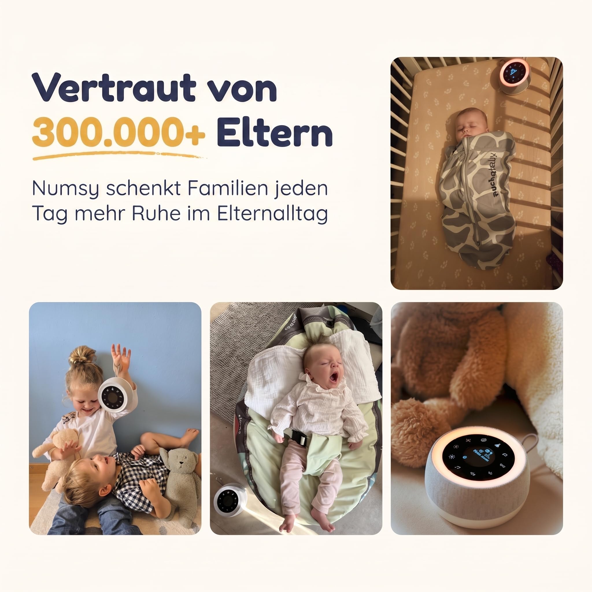 Numsy Touch White Noise Machine mit Nachtlicht - Einschlafhilfe Baby