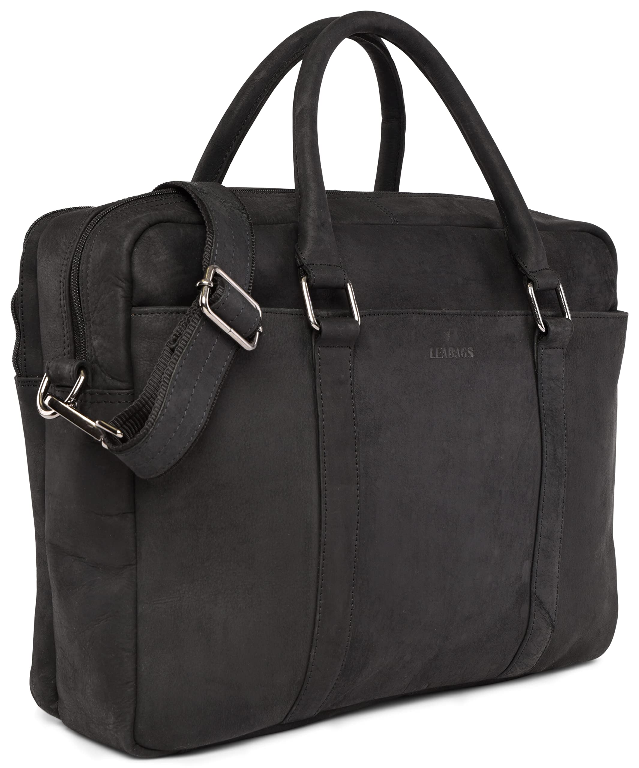 LEABAGS Leder Aktentasche Herren & Damen I Echtleder Laptoptasche bis 16 Zoll I Umhängetasche mit Schultergurt I Schultertasche I Messenger Bag I Arbeitstasche I Lehrertasche