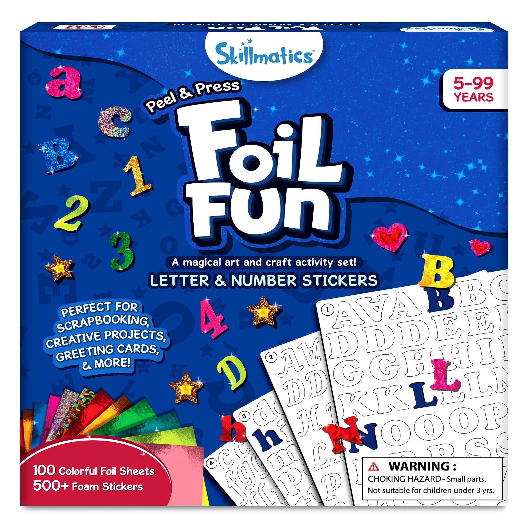 SkillmaticsArt & Craft Activity - Foil Fun Letter & Number Stickers, Mess-Free Art, School Project Kits, DIY Colourful Creative Activity, Gifts for Girls & Boys Ages 5, 6, 7, 8, 9, and Up