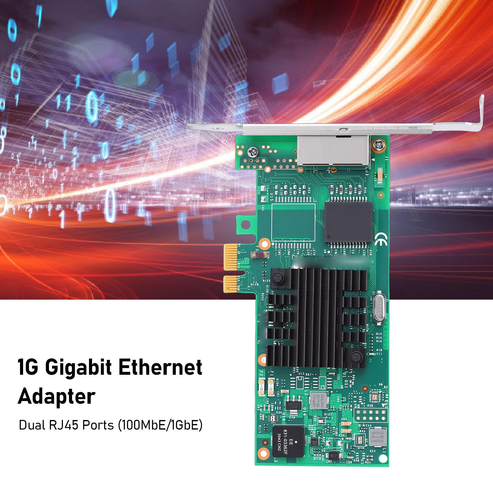 Generic Scheda di Rete PCIe Adattatore Gigabit Ethernet 1G con Doppie Porte RJ45, Utilizzo Versatile per Server/PC Industriali, Staffa Inclusa