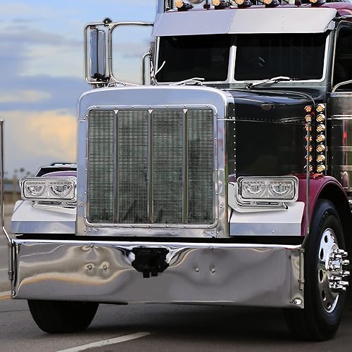 Miniatura 7 de DNA MOTORING HL-HAY-034-BK - Par de faros delanteros LED tipo U tipo halo reflectores compatibles con 81-88 Peterbilt 359  87-07 379 08-21 389,