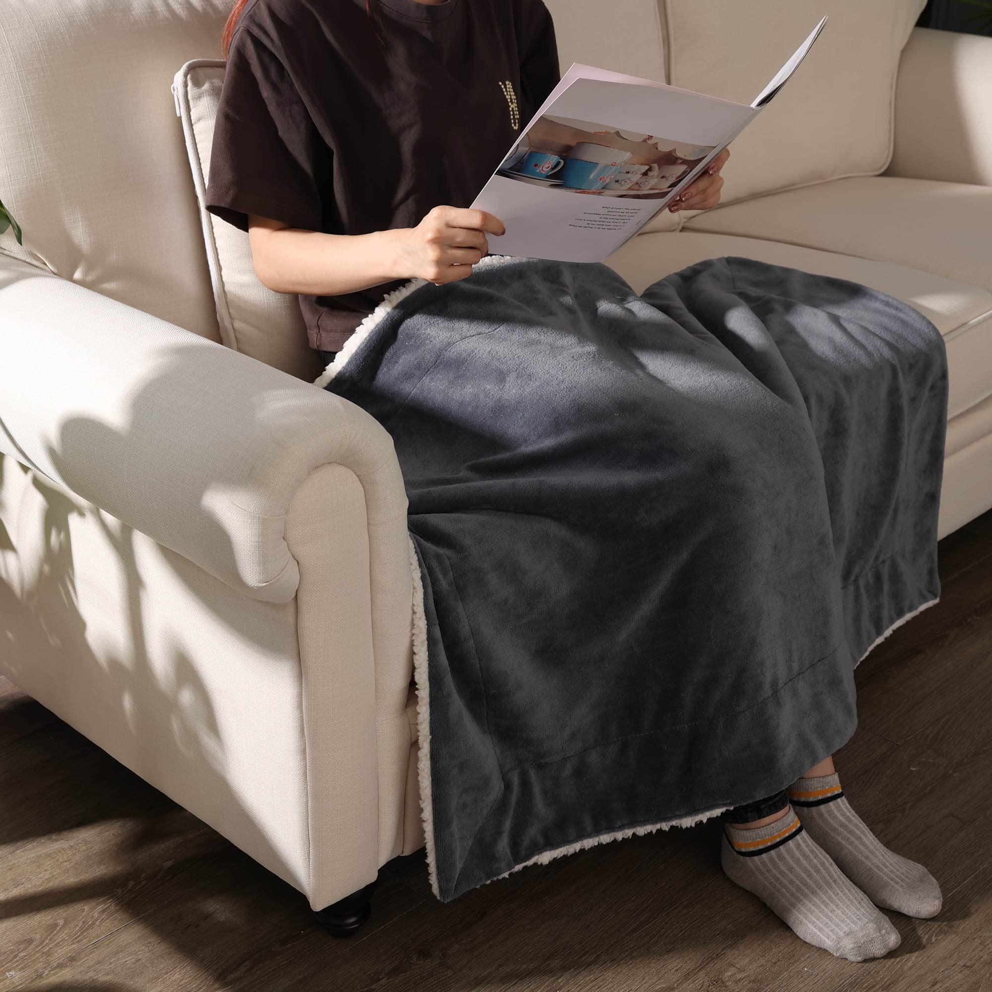 NANPIPER Coperta Sherpa per bambini, calda coperta in morbido pile per neonati (grigio, 76 x 101 cm)