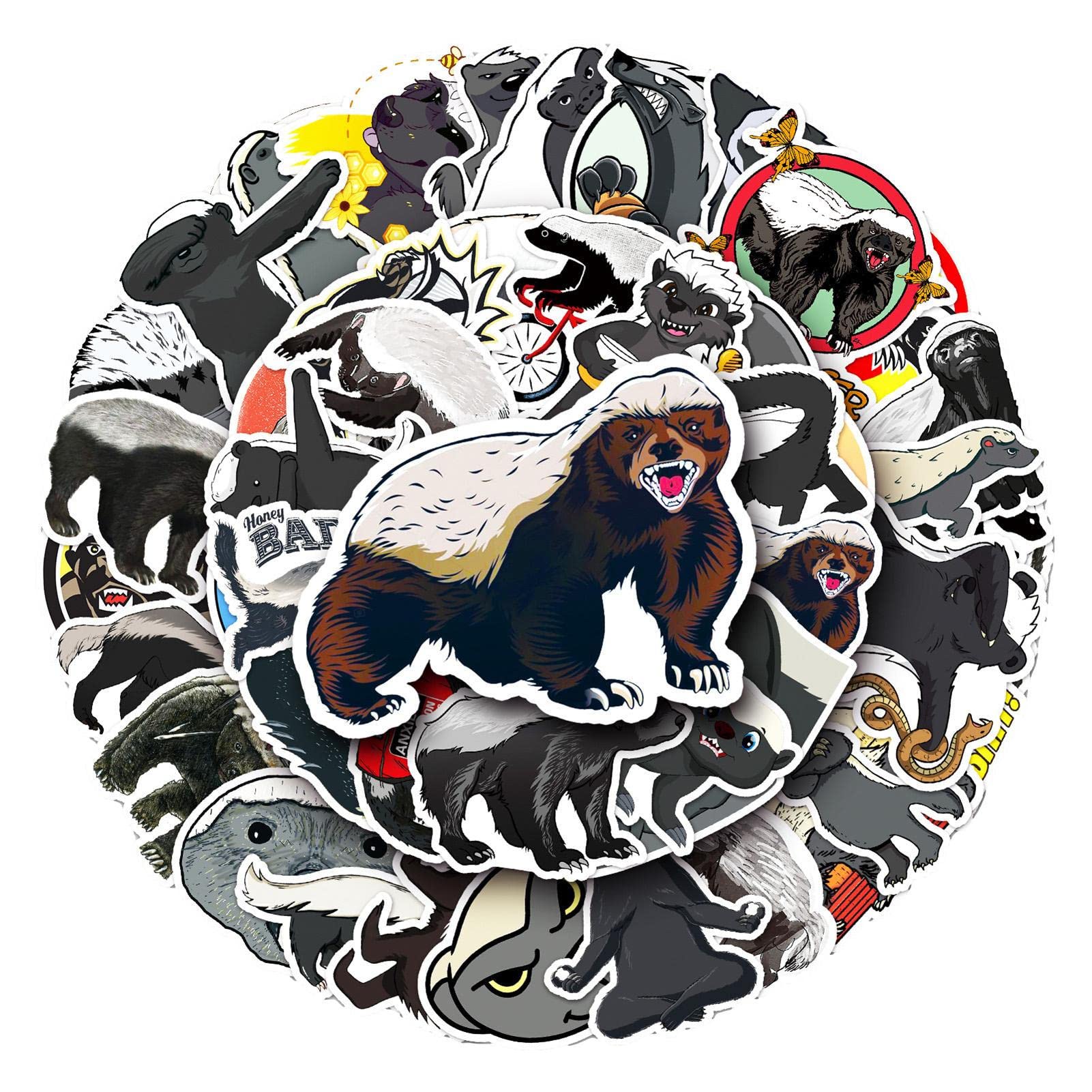 Cartoon Animal Sticker - Waterproof Animal Water Bottle Stickers,Cute Honey Badger Animal Stickers for Laptop Bumper Skateboard Water Bottles Computer Phone