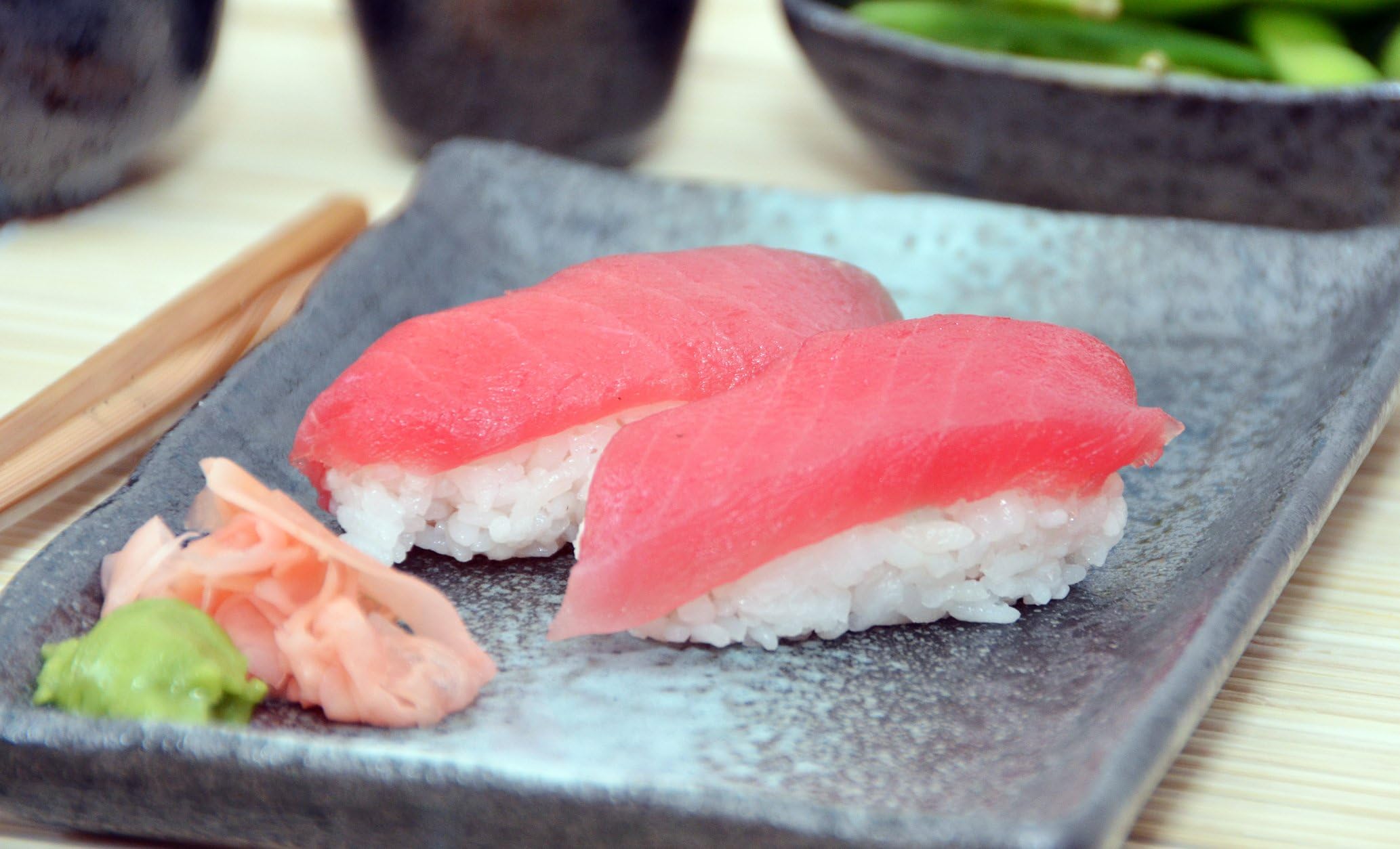 Frozen Sashimi Grade Yellowfin (Ahi) Tuna (Saku Block) - Two ~.7lbs Pieces