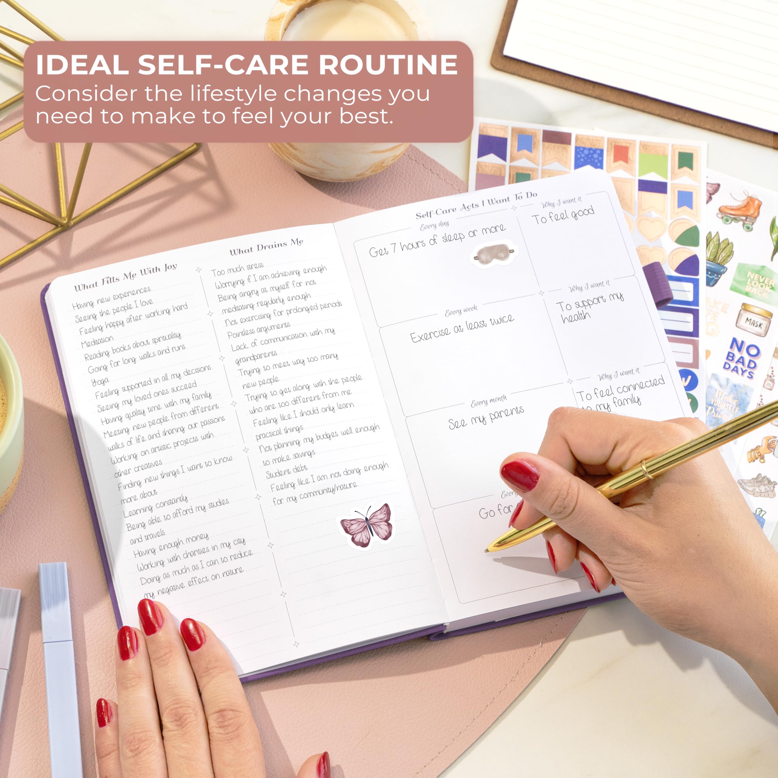 GoGirl Self-care Journal, Daily Mental Health Notebook with Mood & Wellness Trackers, Personal Development - Image 4