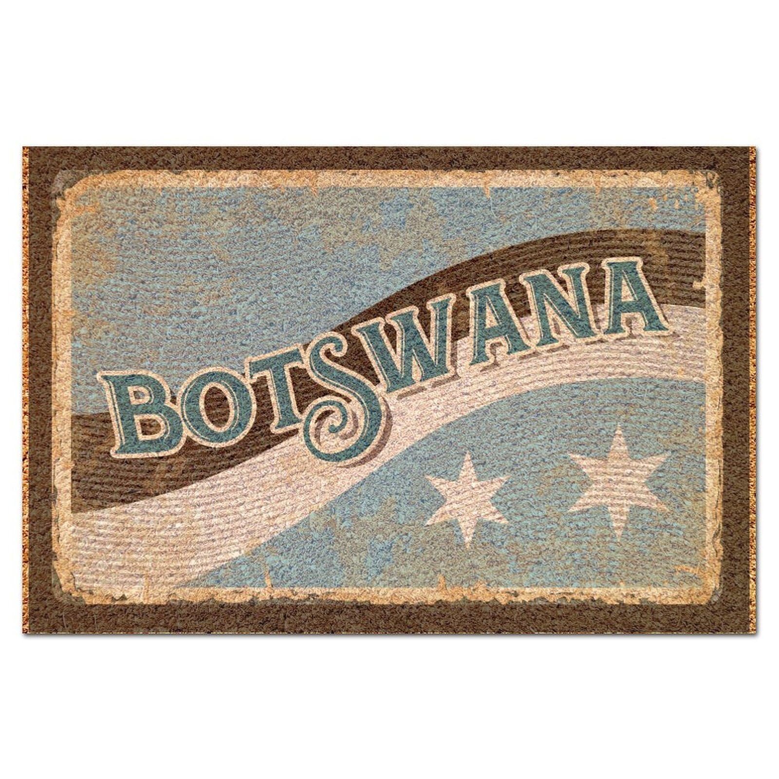 Paillasson fibre de coco motif drapeau du Botswana 40x60 cm tapis entrée extérieur