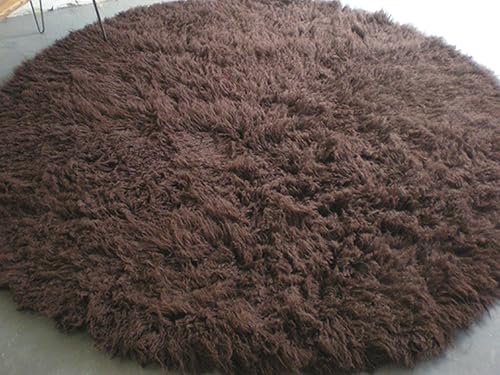 Alfombra Flokati redonda súper gruesa de 6 pies, felpa de 105.82 ozm, pelo largo de lana de 3.5 pulgadas, excelente calidad, alfombra de lana griega