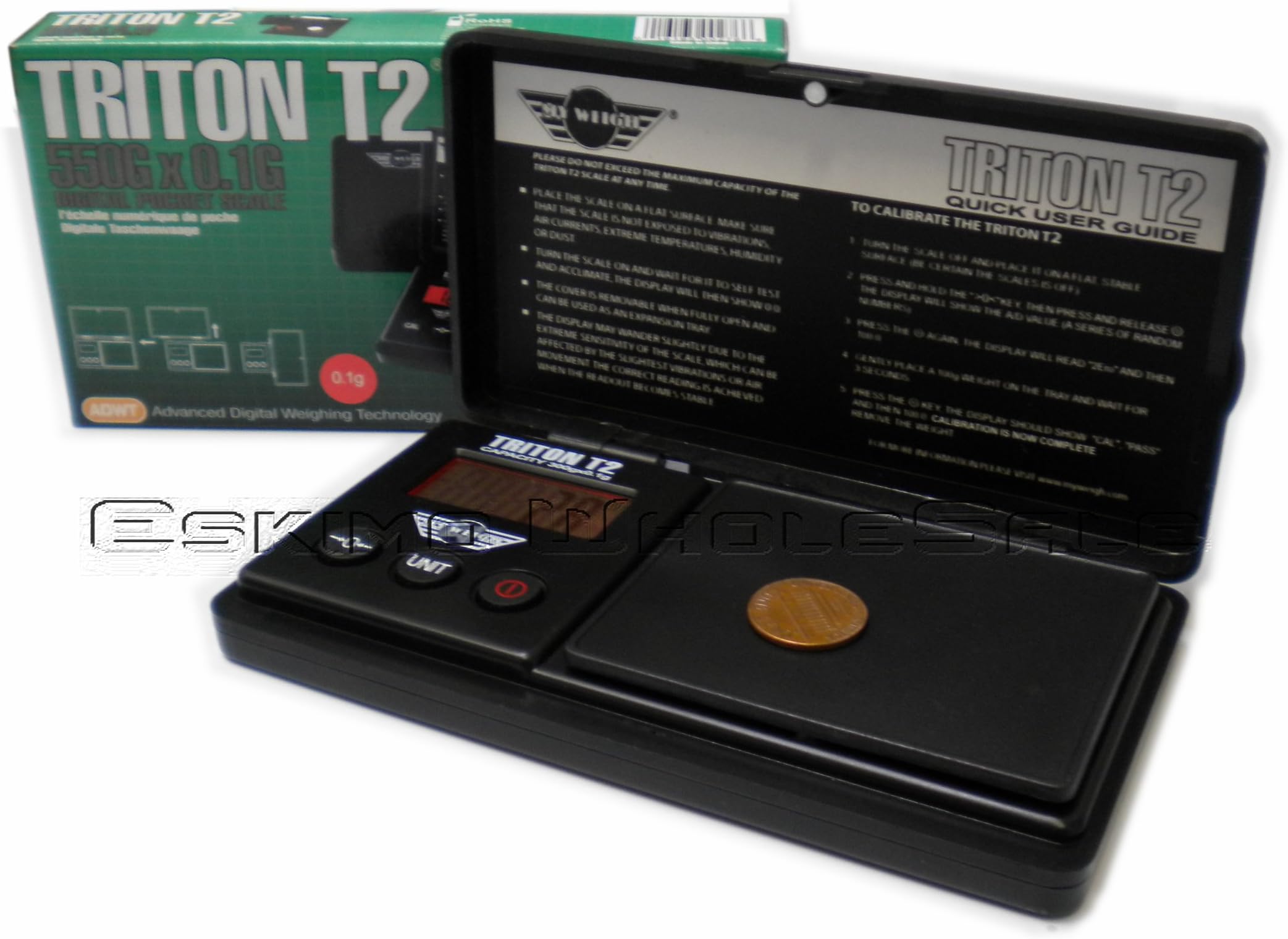 My Weigh Triton T2 - 550g x 0.1g Precision Scale All Black w/ Red Backlit Digital Display Weight Scale