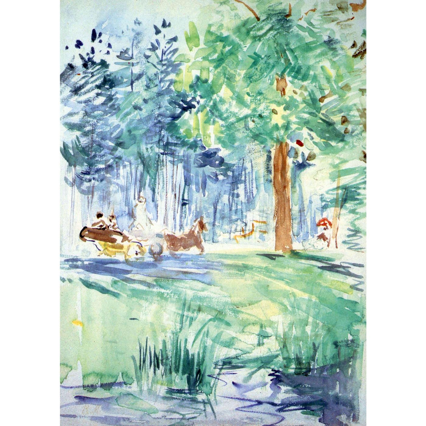 Wagon au bois de Boulogne Morisot toile 76x101 cm décor maison - 2