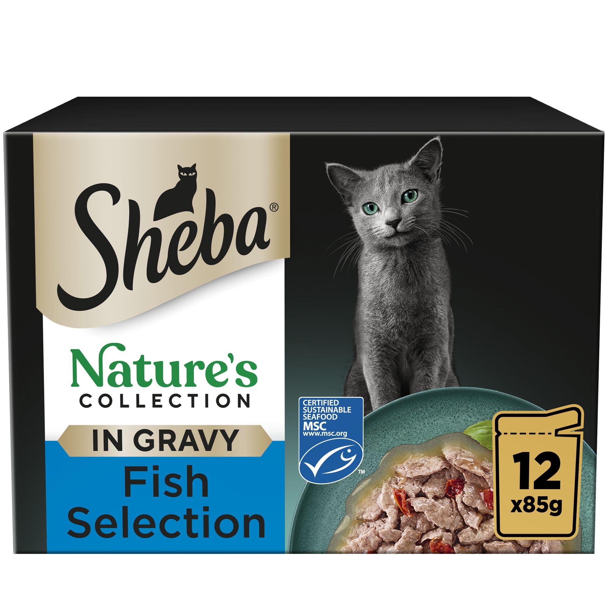 SHEBA Natures Collection Cat Pouches Fish Collection in Gravy 12x85g (pack of 4)